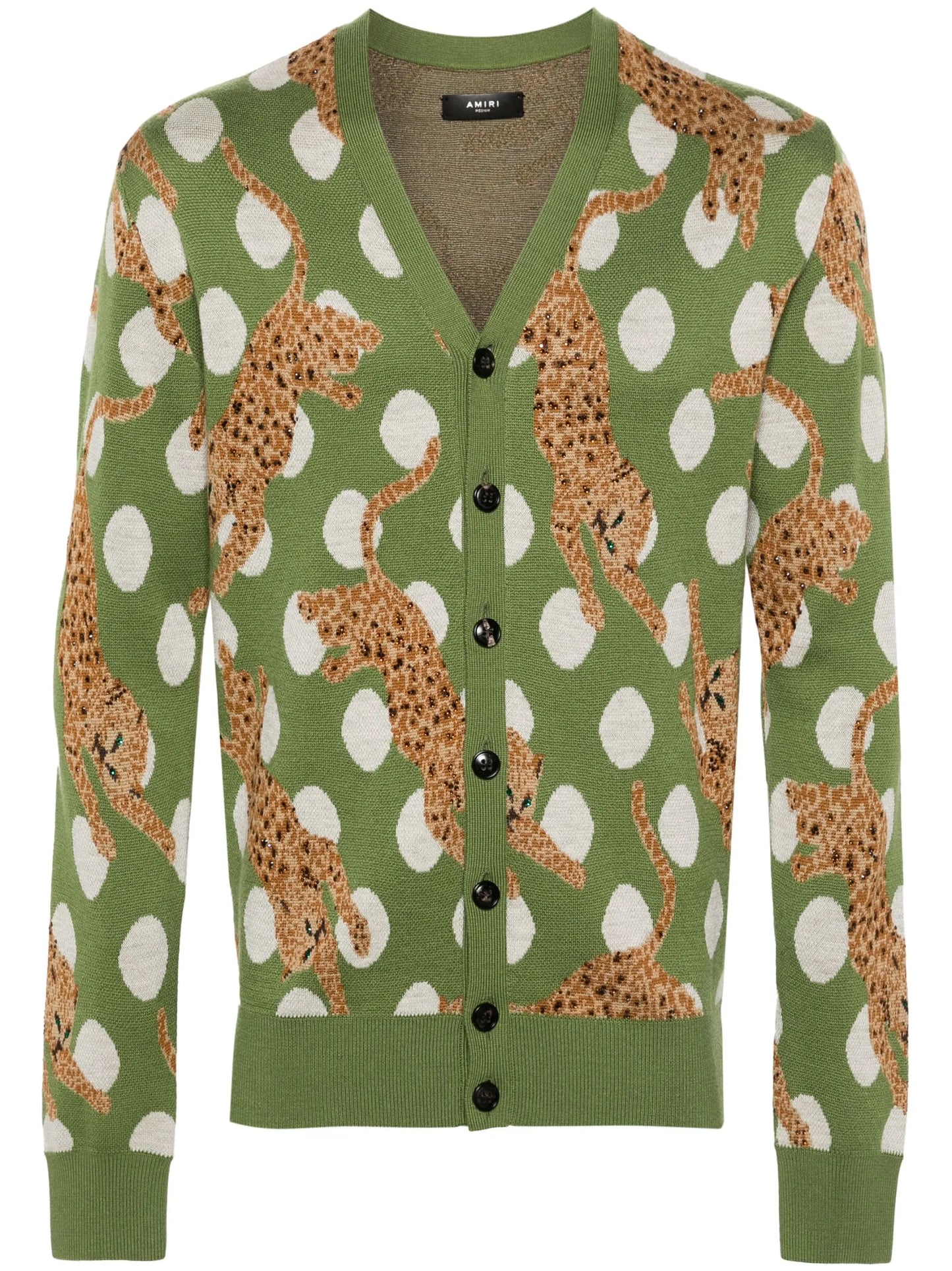Leopard Crystal wool cardigan