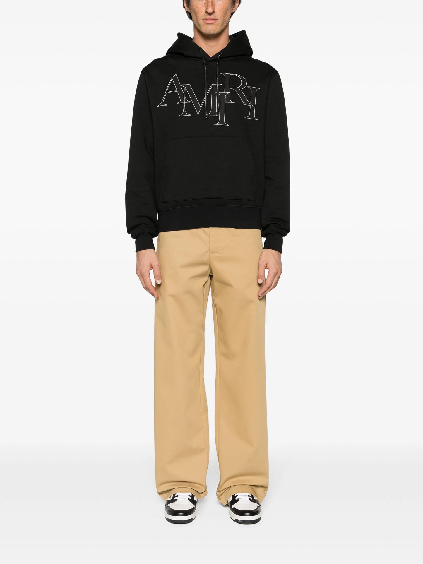wide-leg cotton chinos