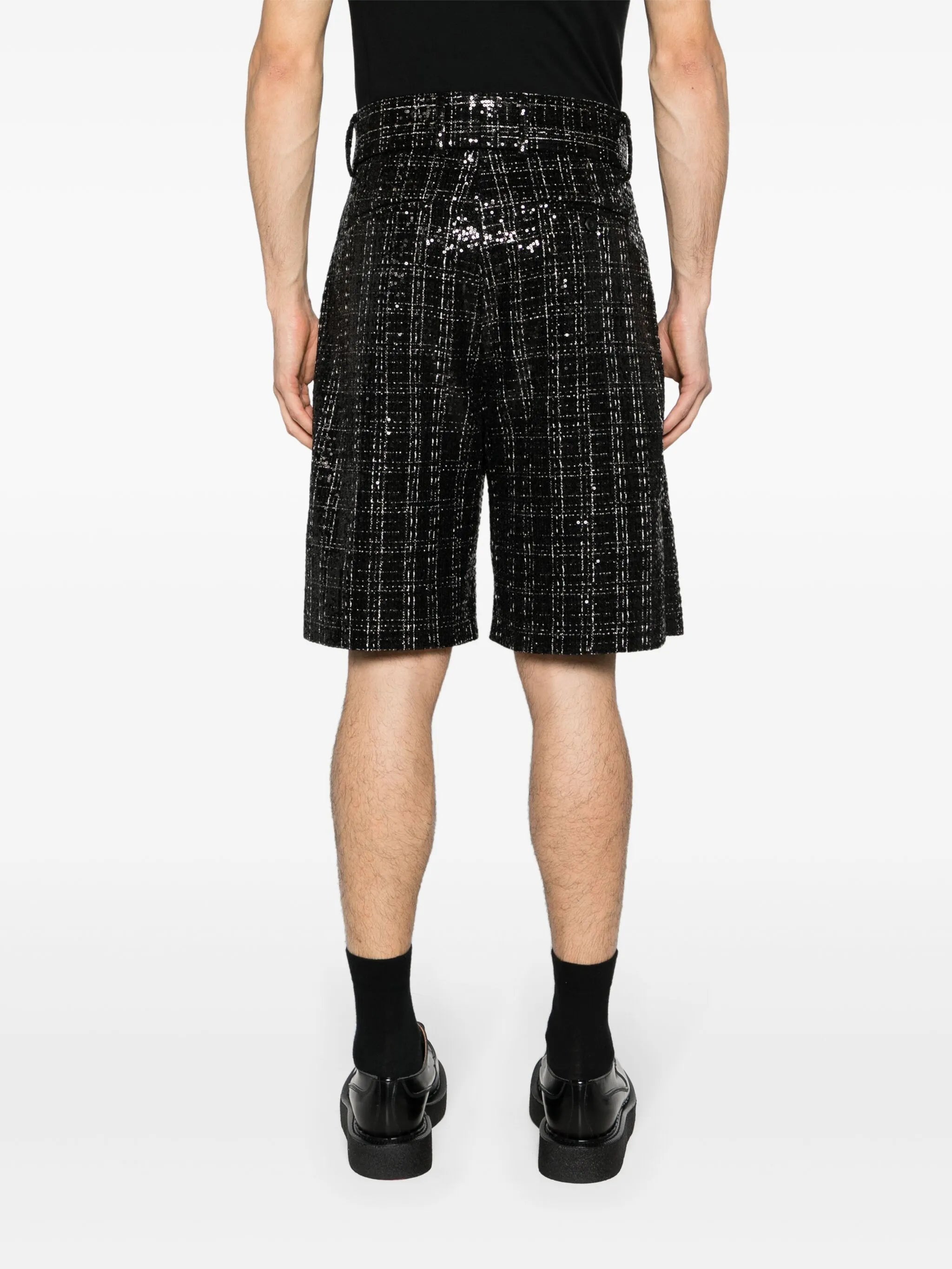 sequinned bouclé skater shorts
