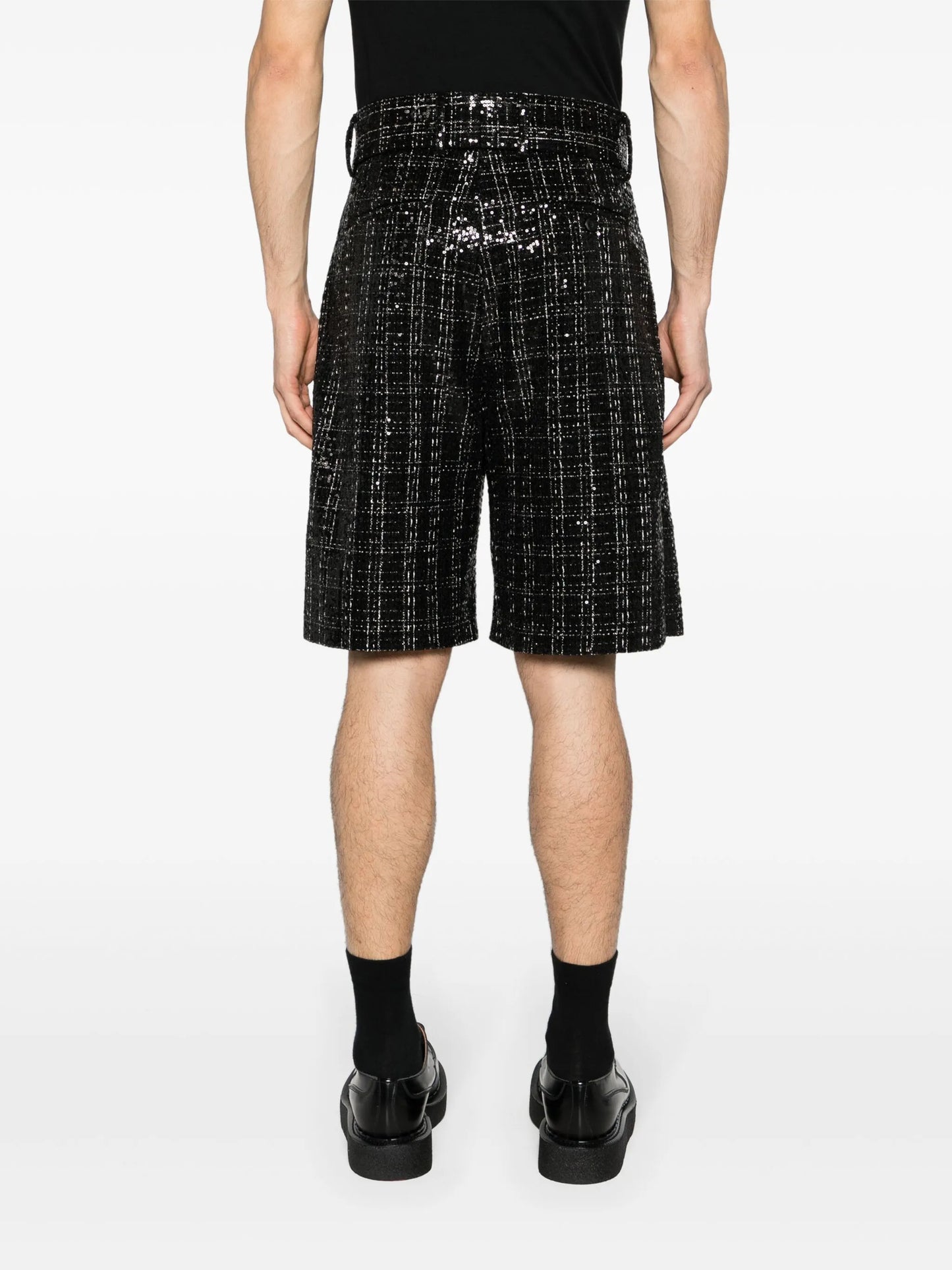 sequinned bouclé skater shorts