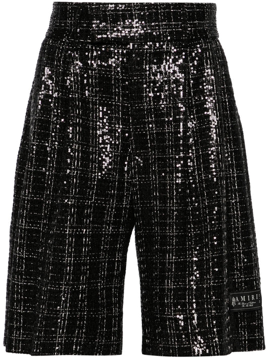 sequinned bouclé skater shorts