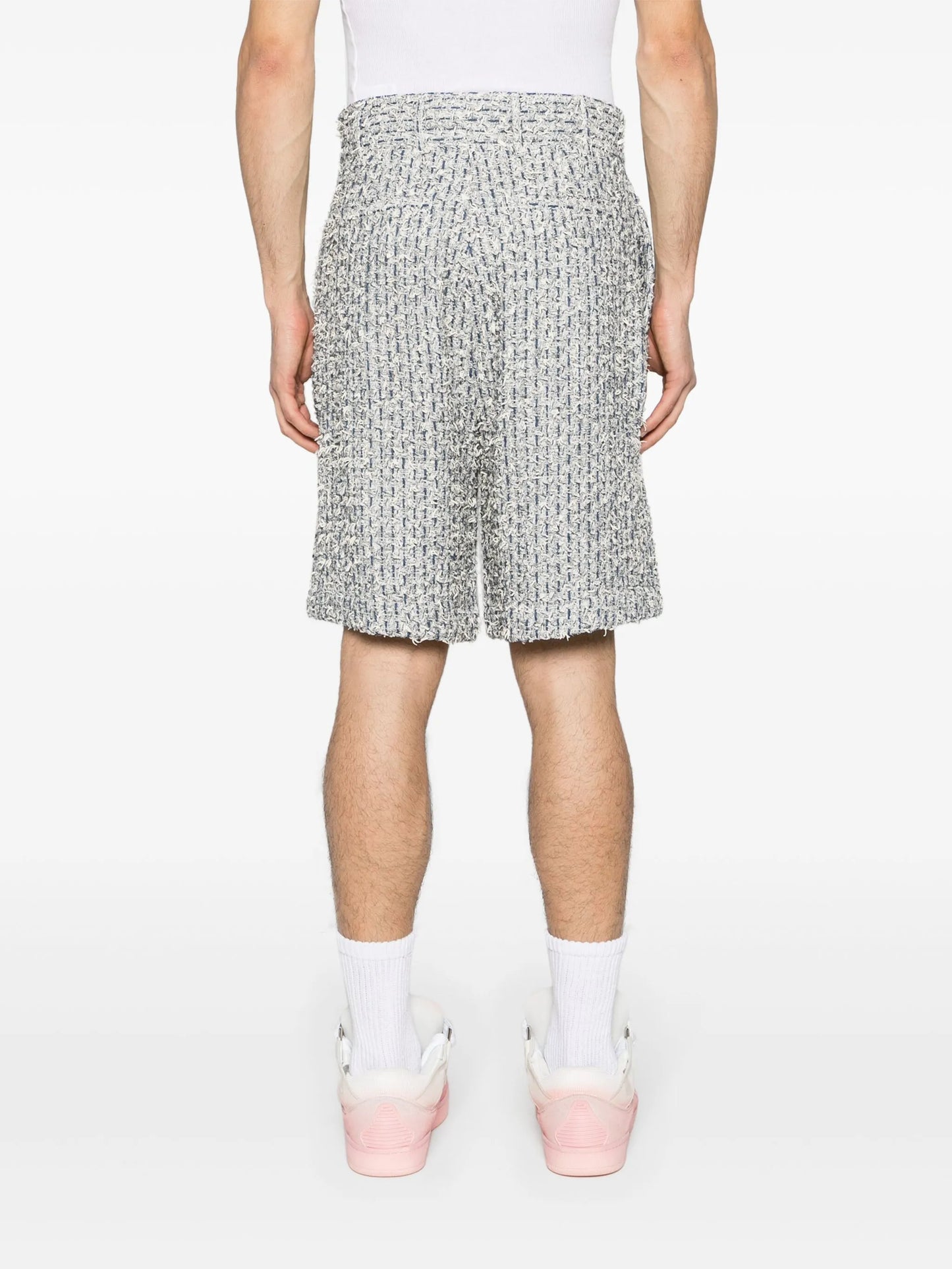 pleated bouclé skater shorts