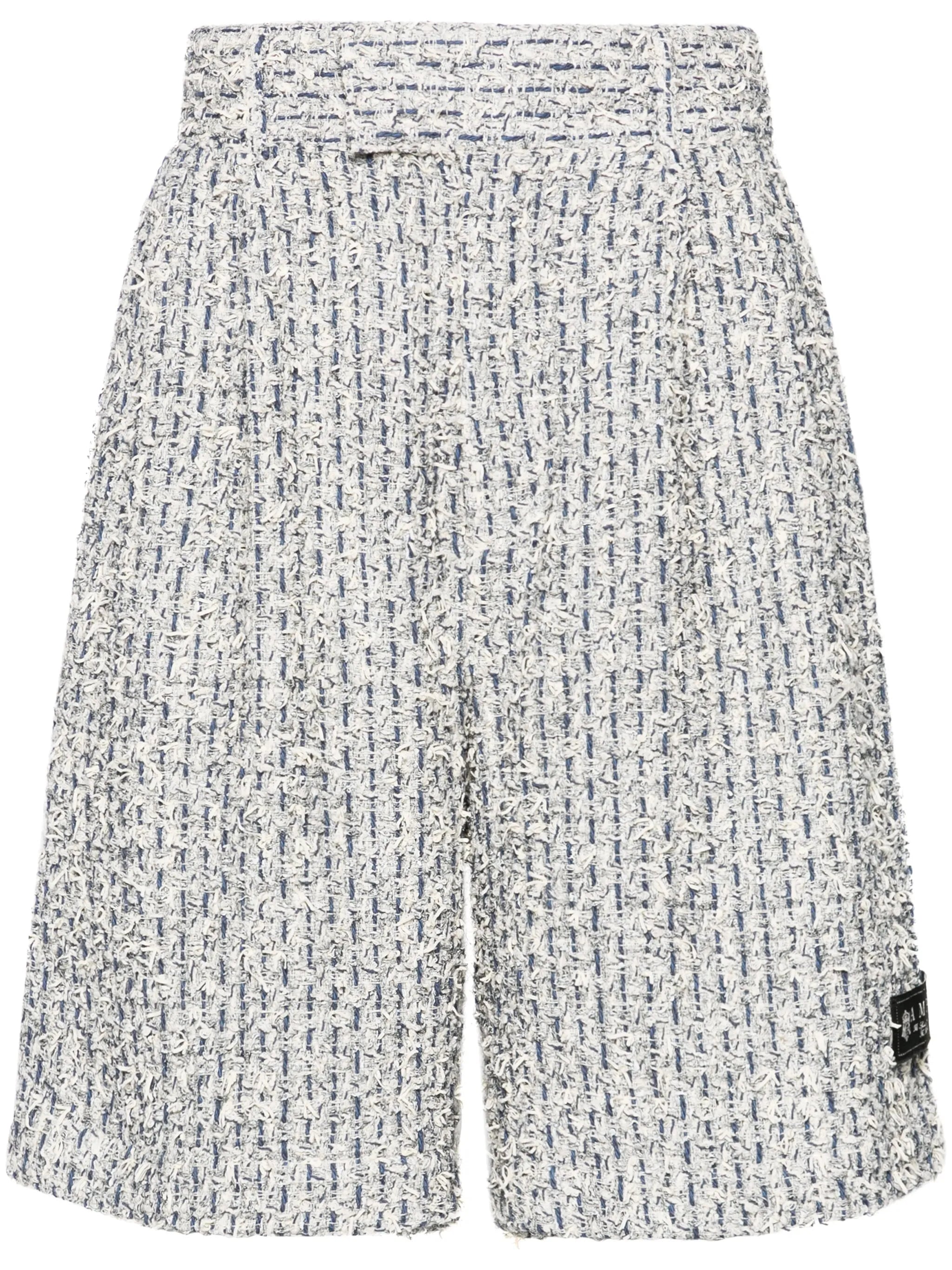 pleated bouclé skater shorts