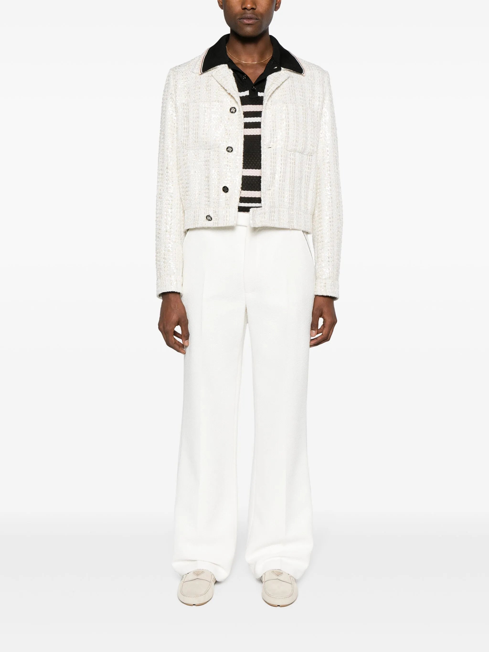 sequin-embellished tweed jacket