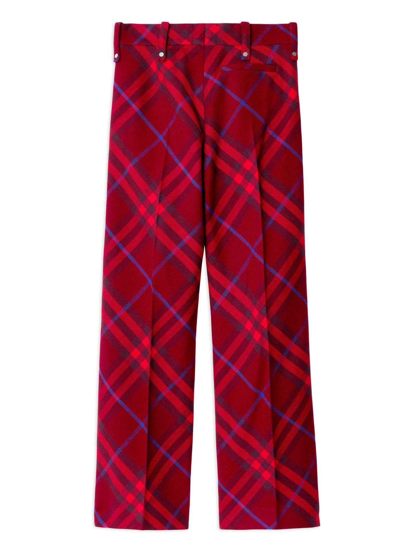 checked straight-leg wool trousers