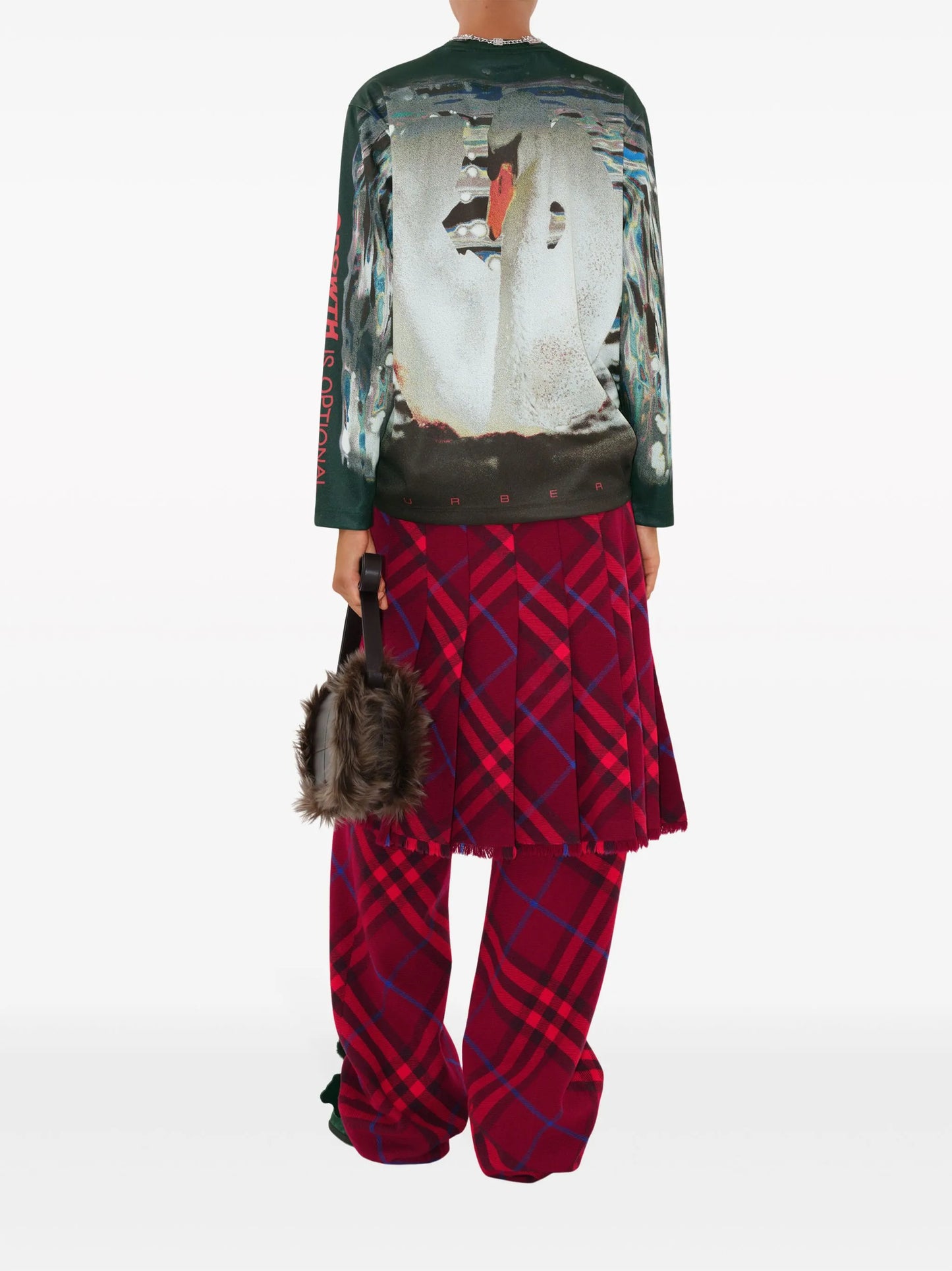 checked straight-leg wool trousers
