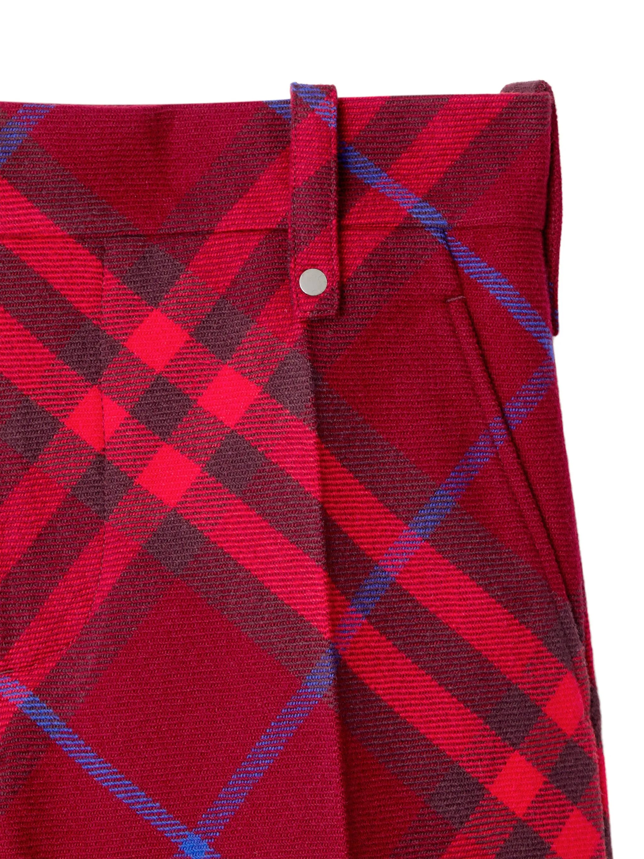 checked straight-leg wool trousers