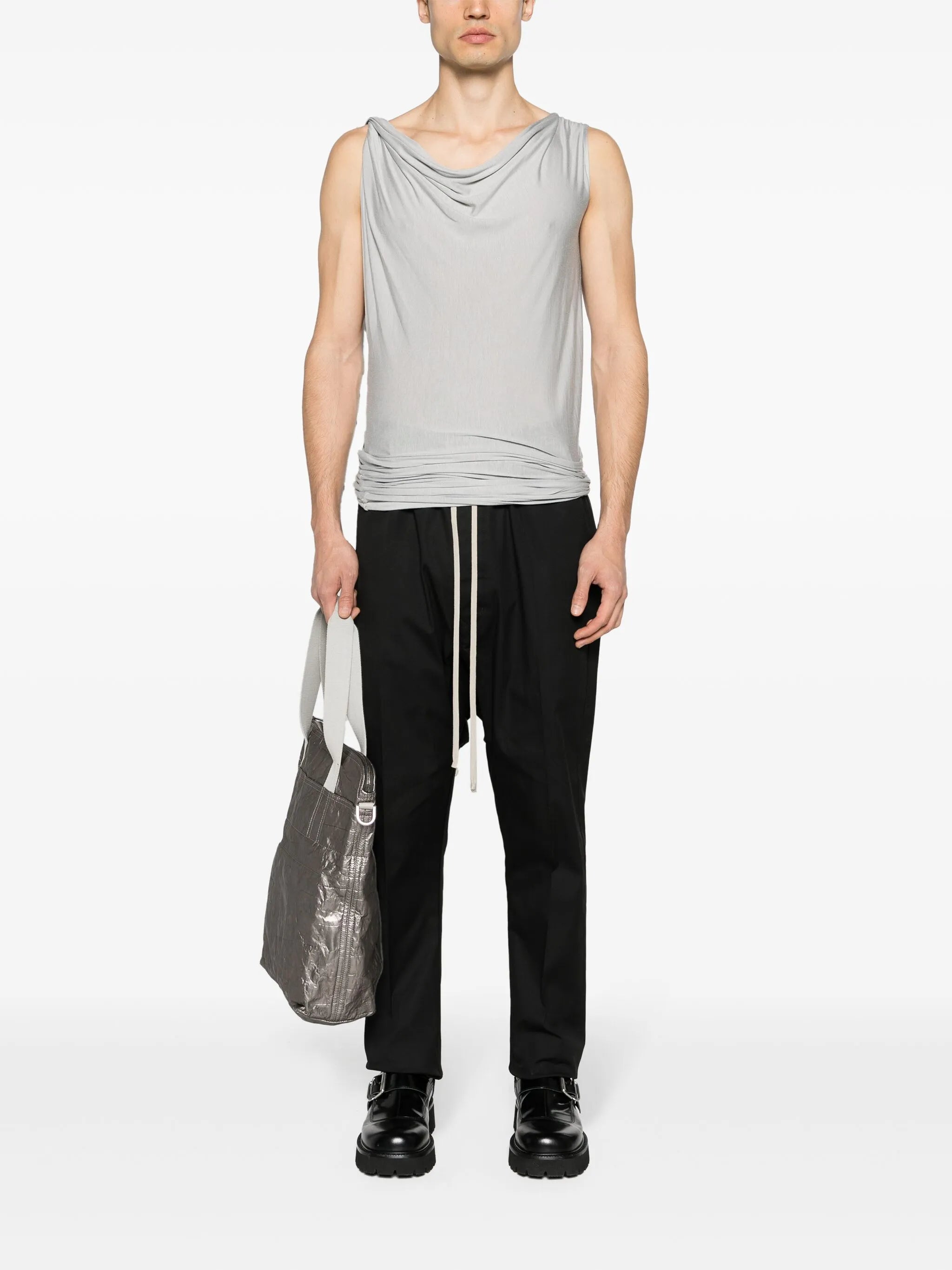 drawstring drop-crotch trousers