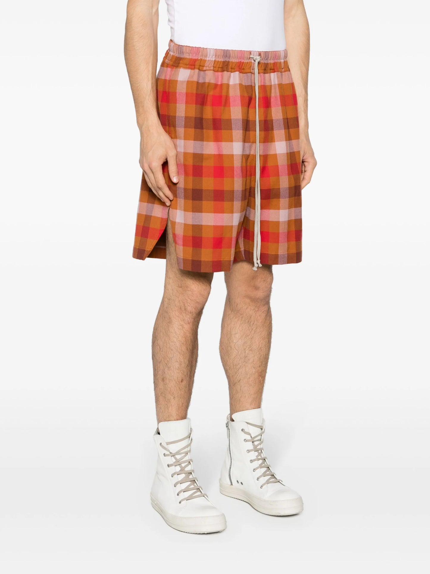 plaid-check cotton shorts