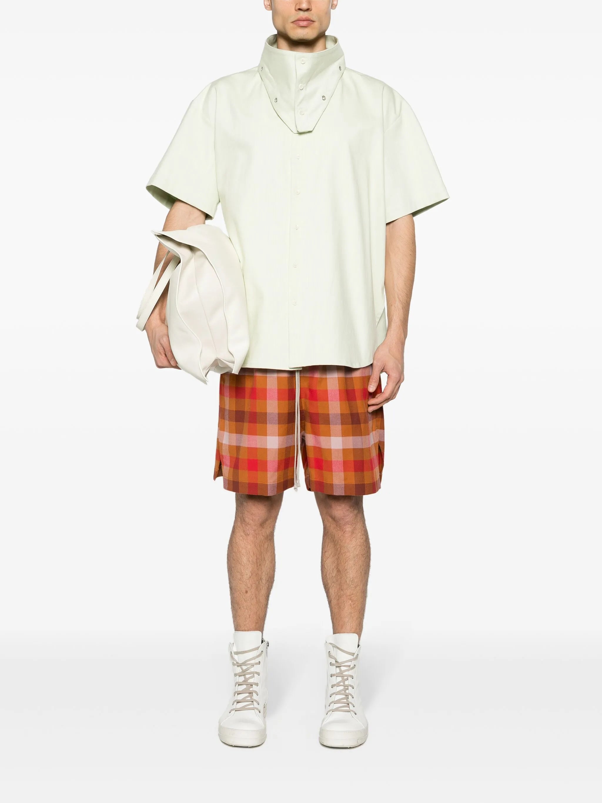 plaid-check cotton shorts