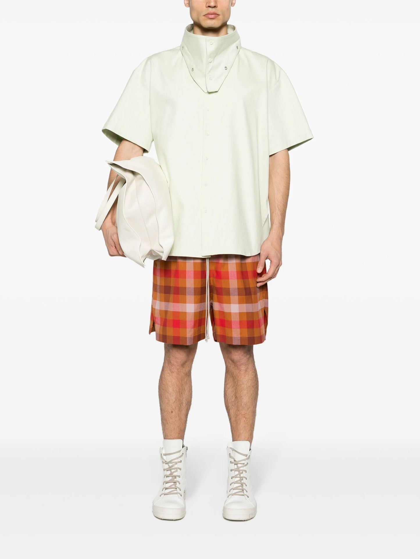 plaid-check cotton shorts