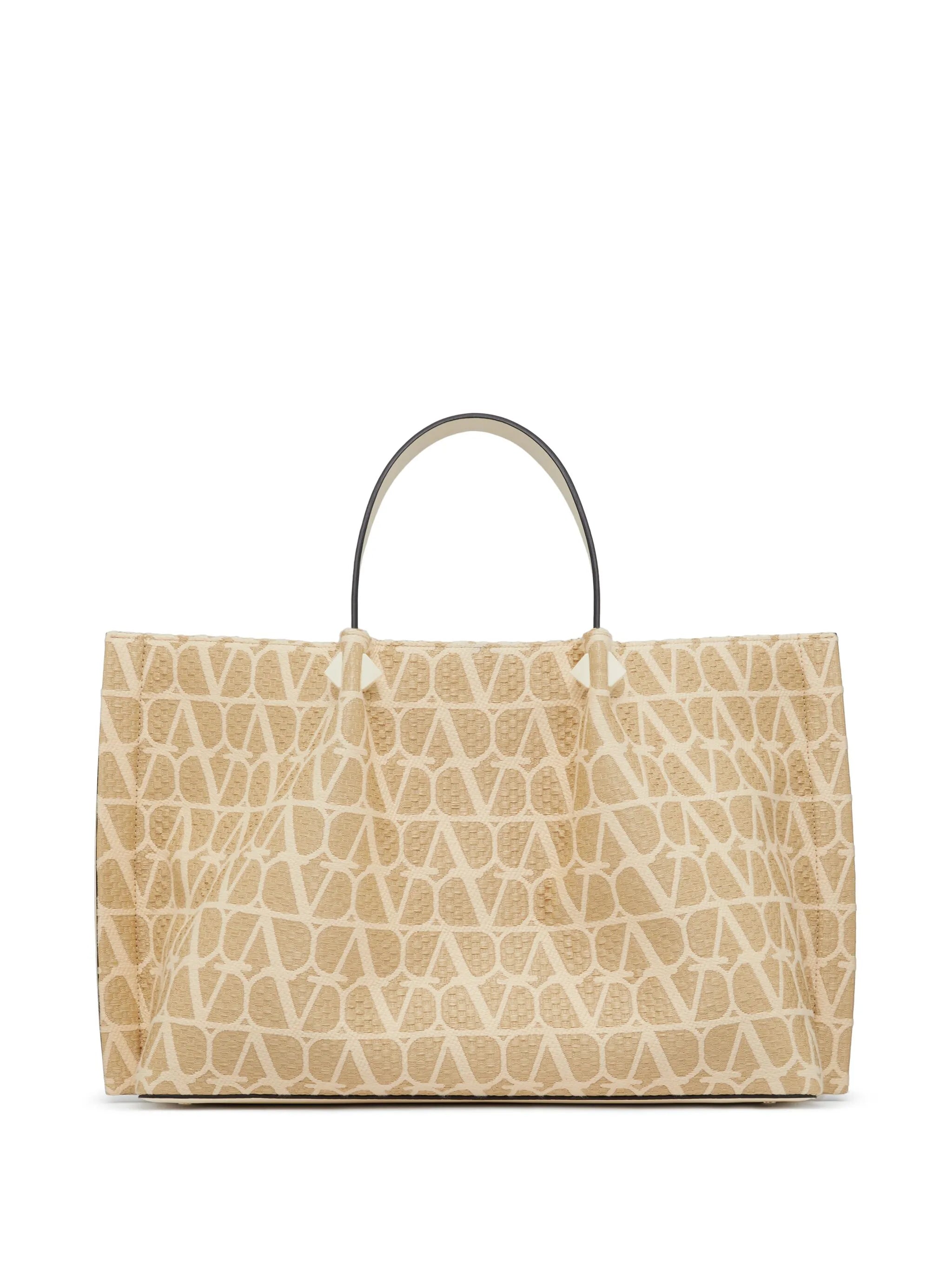 medium Toile Iconographe raffia tote bag