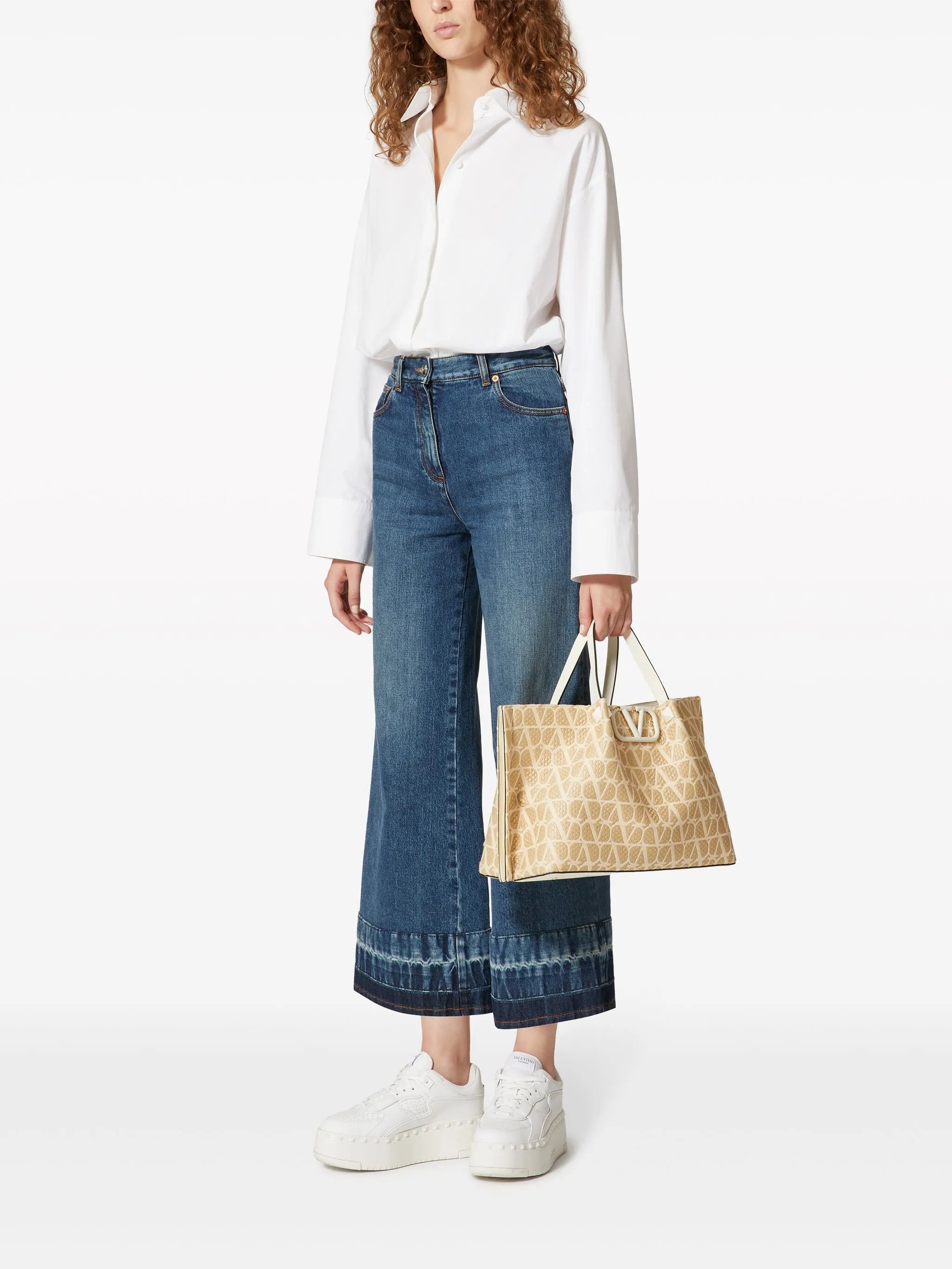 medium Toile Iconographe raffia tote bag