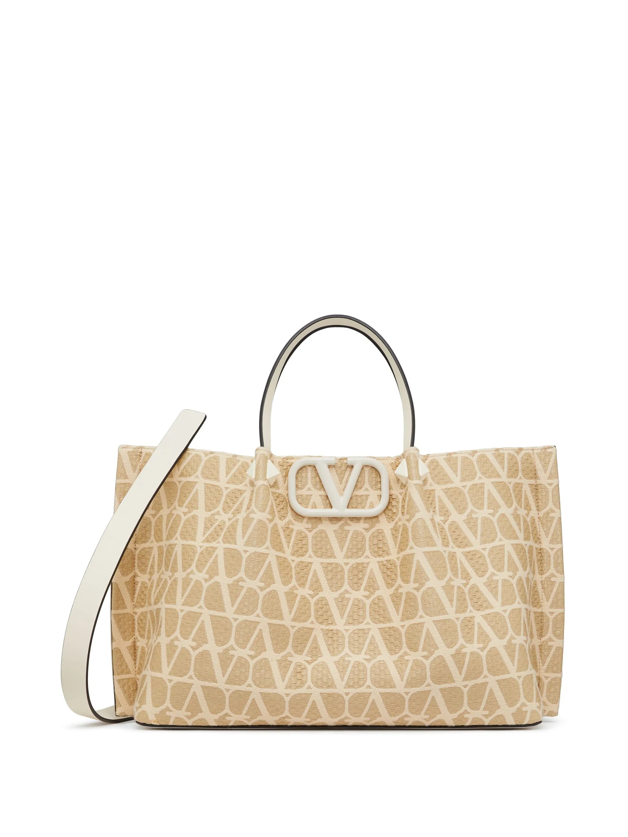 medium Toile Iconographe raffia tote bag