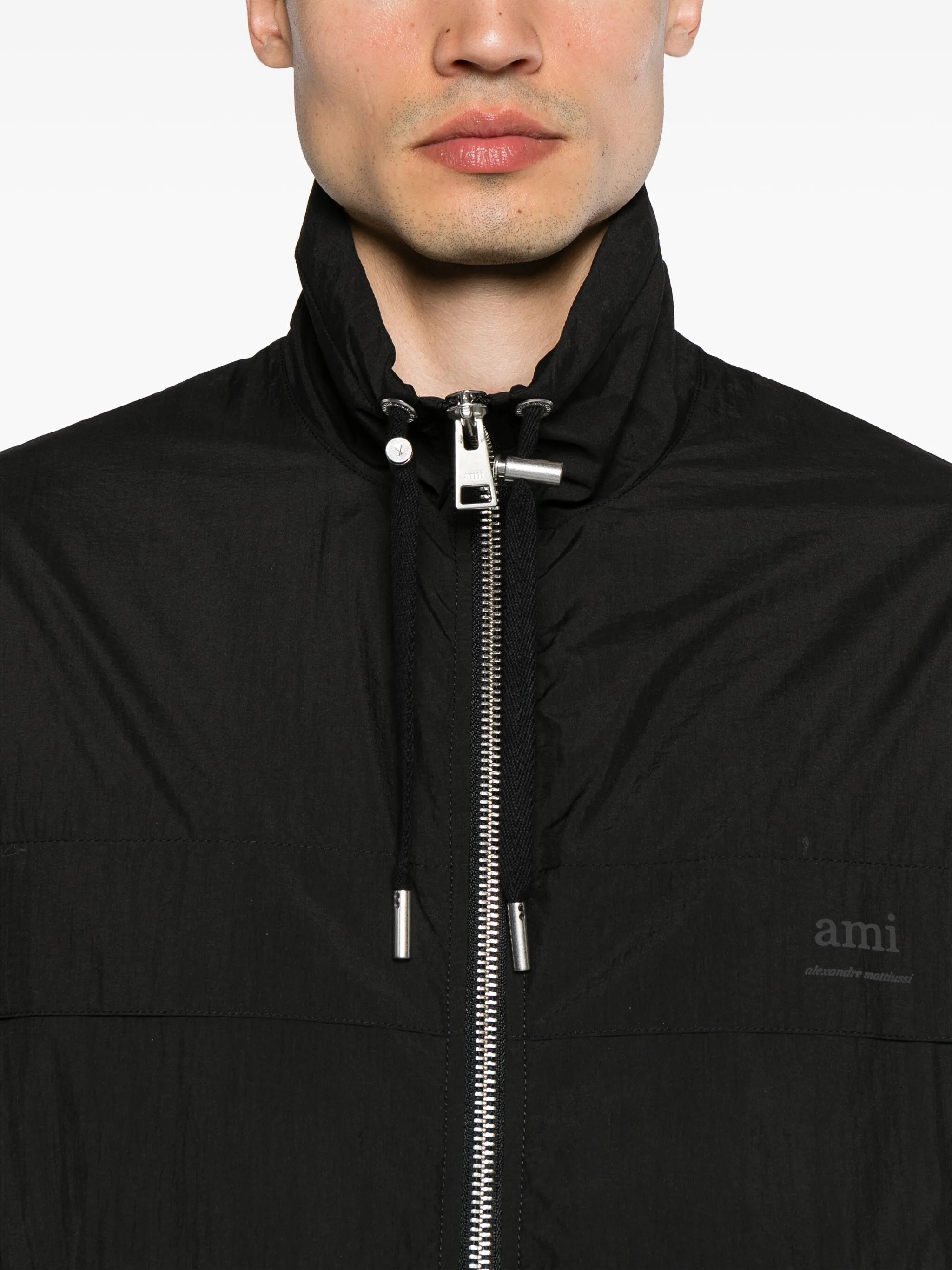 logo-print zip-up windbreaker
