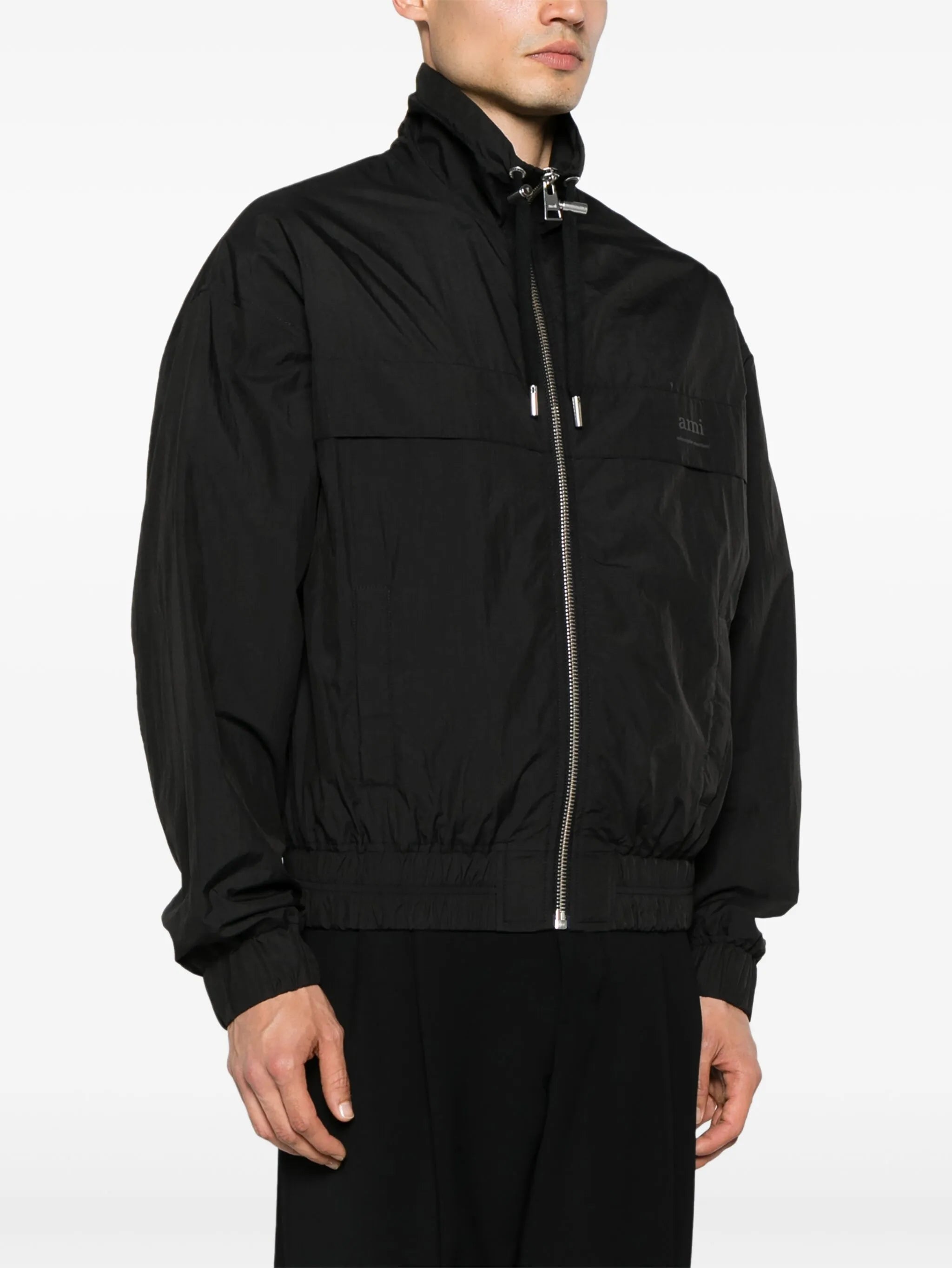 logo-print zip-up windbreaker