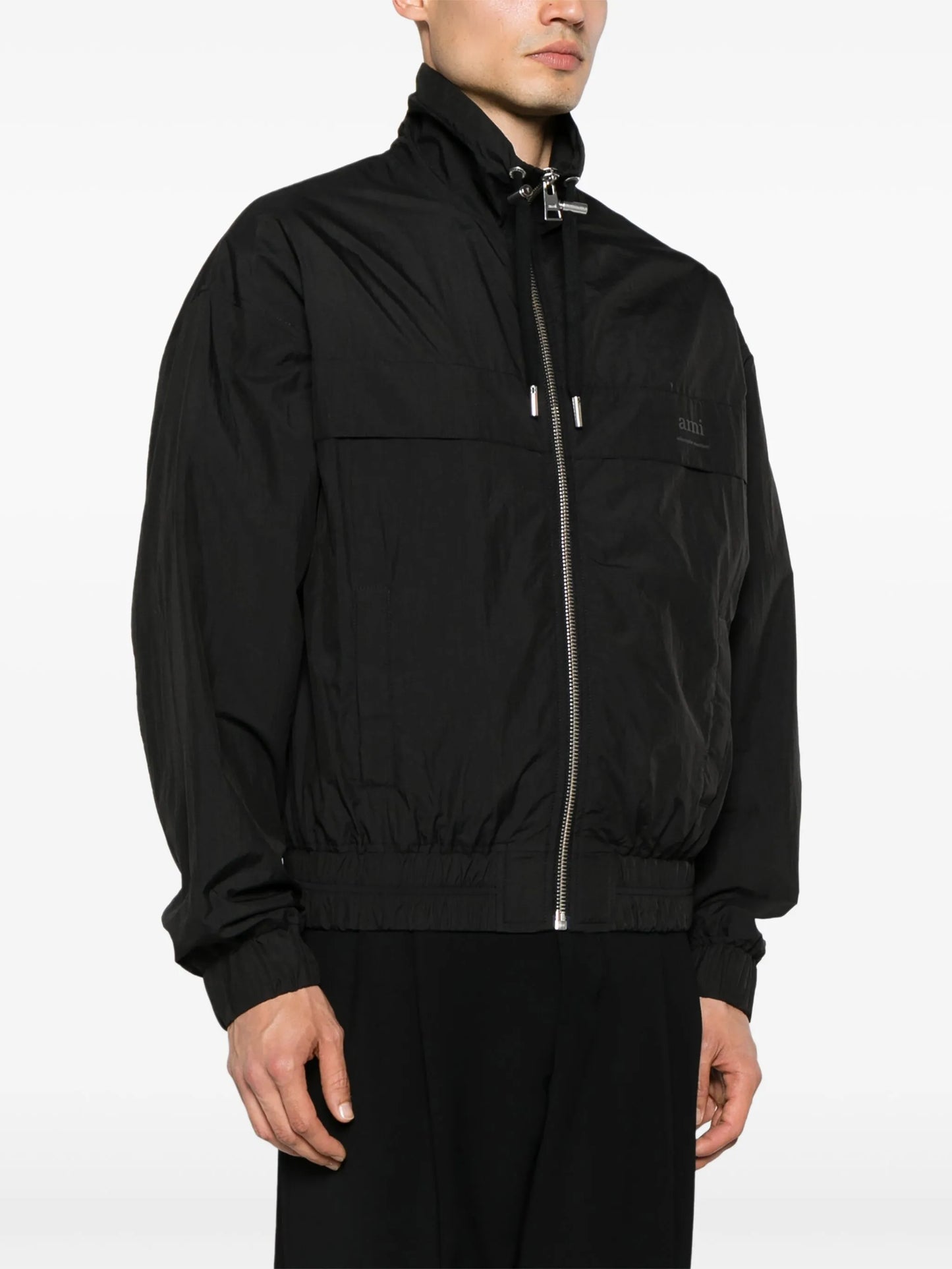 logo-print zip-up windbreaker