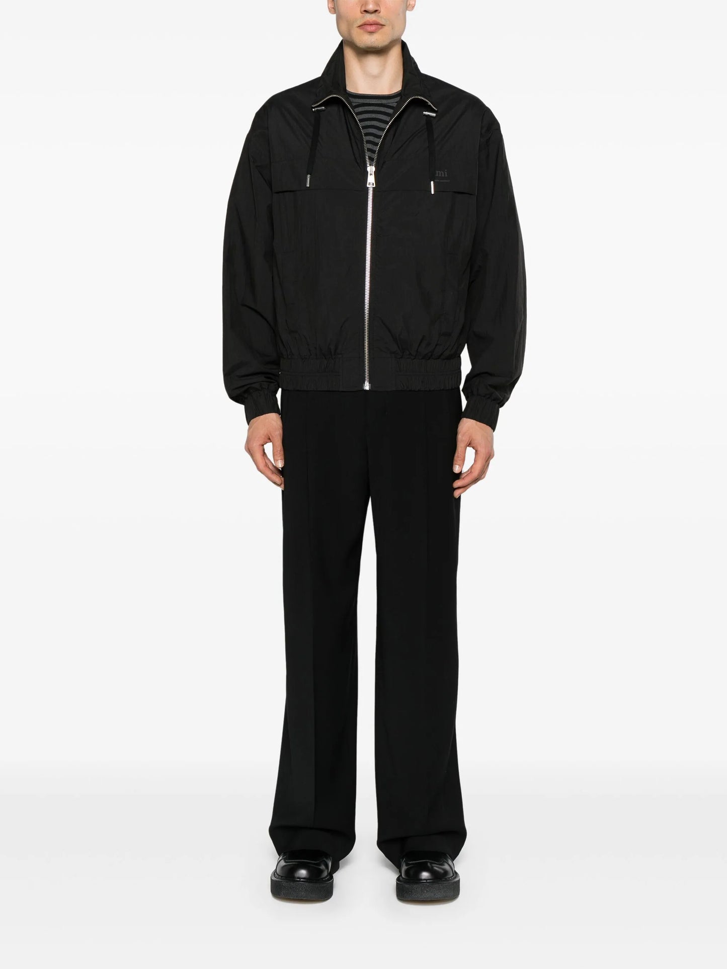 logo-print zip-up windbreaker