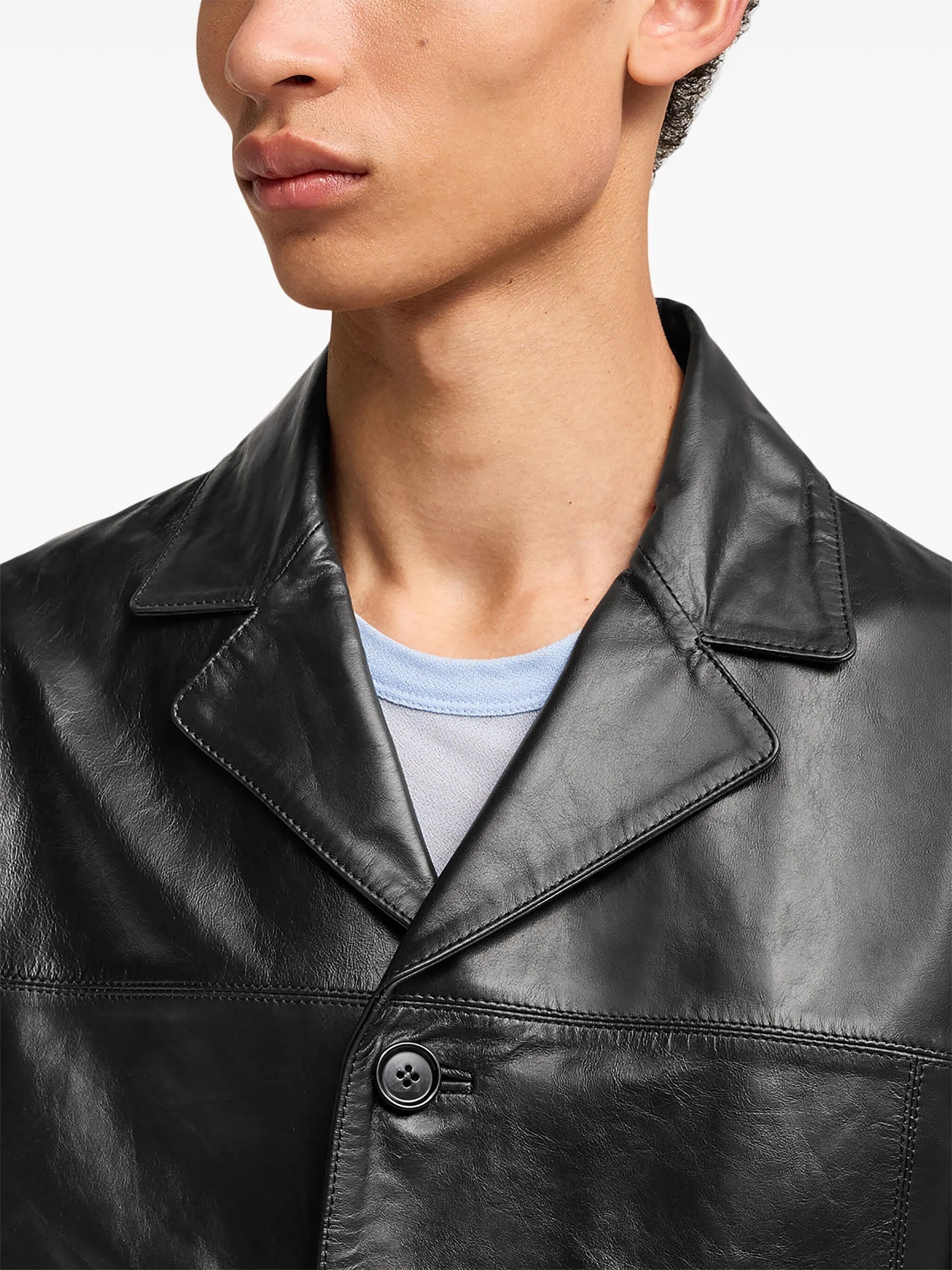 single-breasted leather jacket
