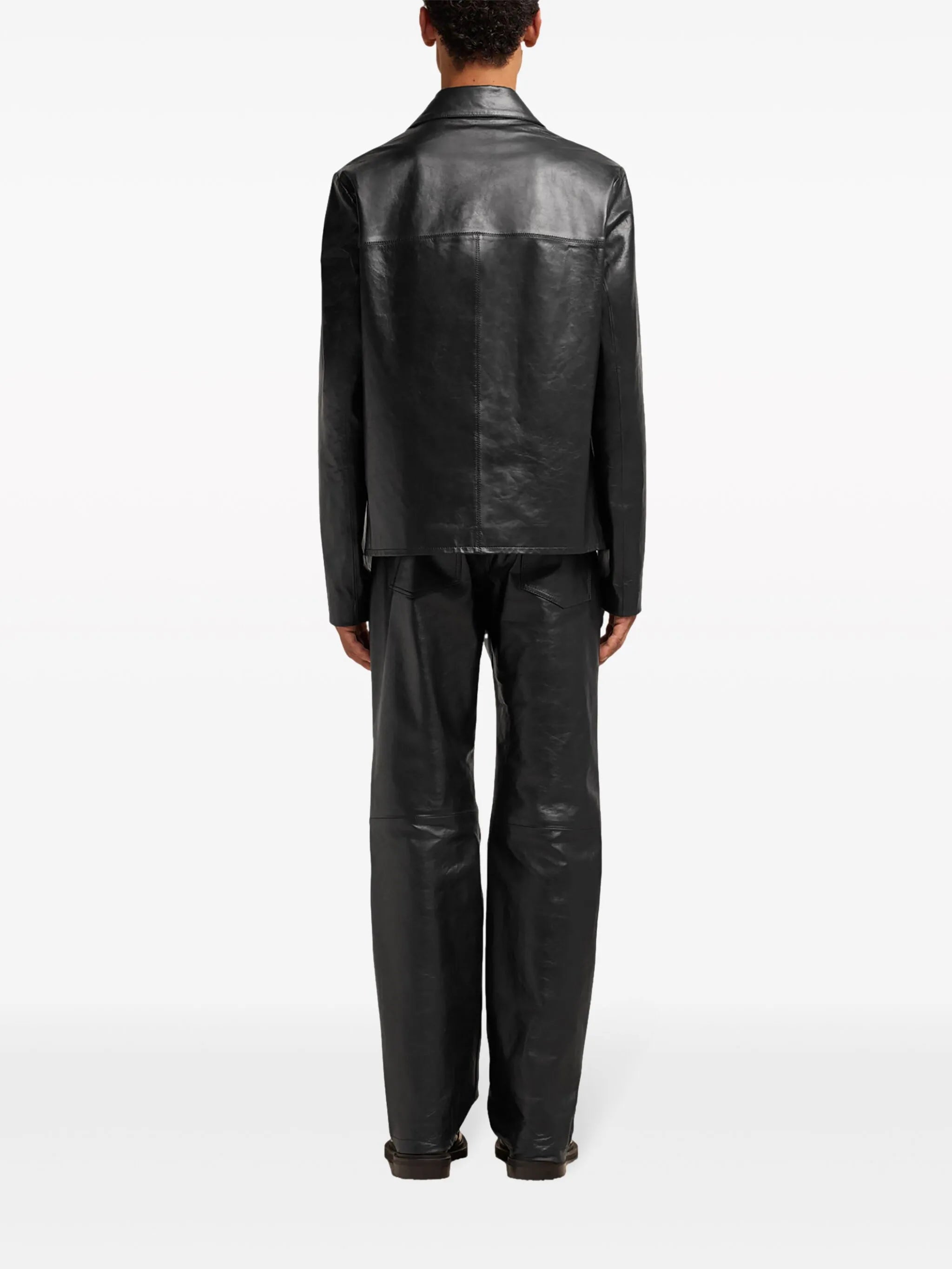 single-breasted leather jacket