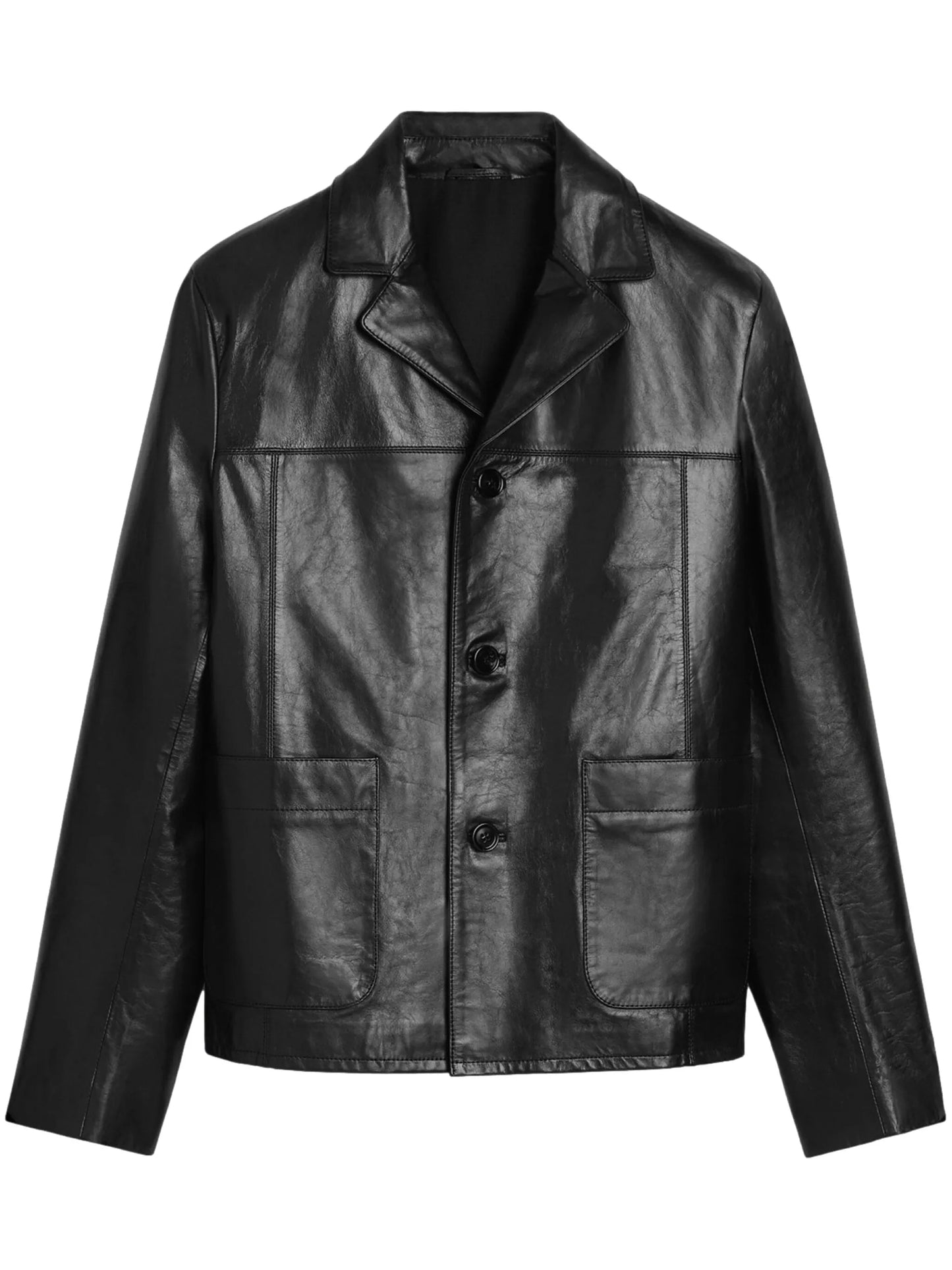 single-breasted leather jacket