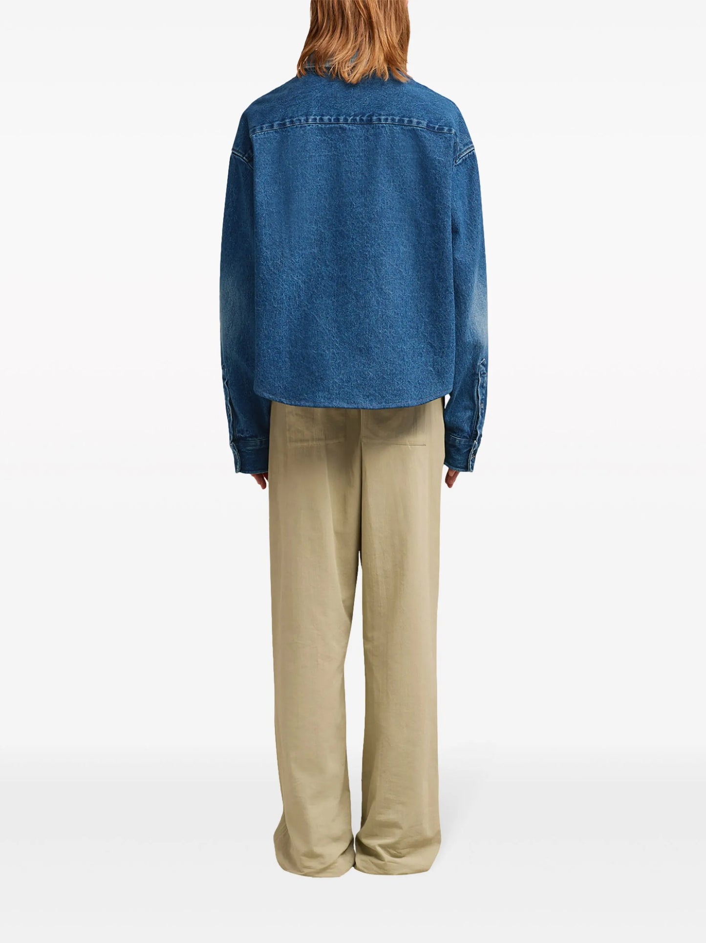 logo-embroidery denim shirt