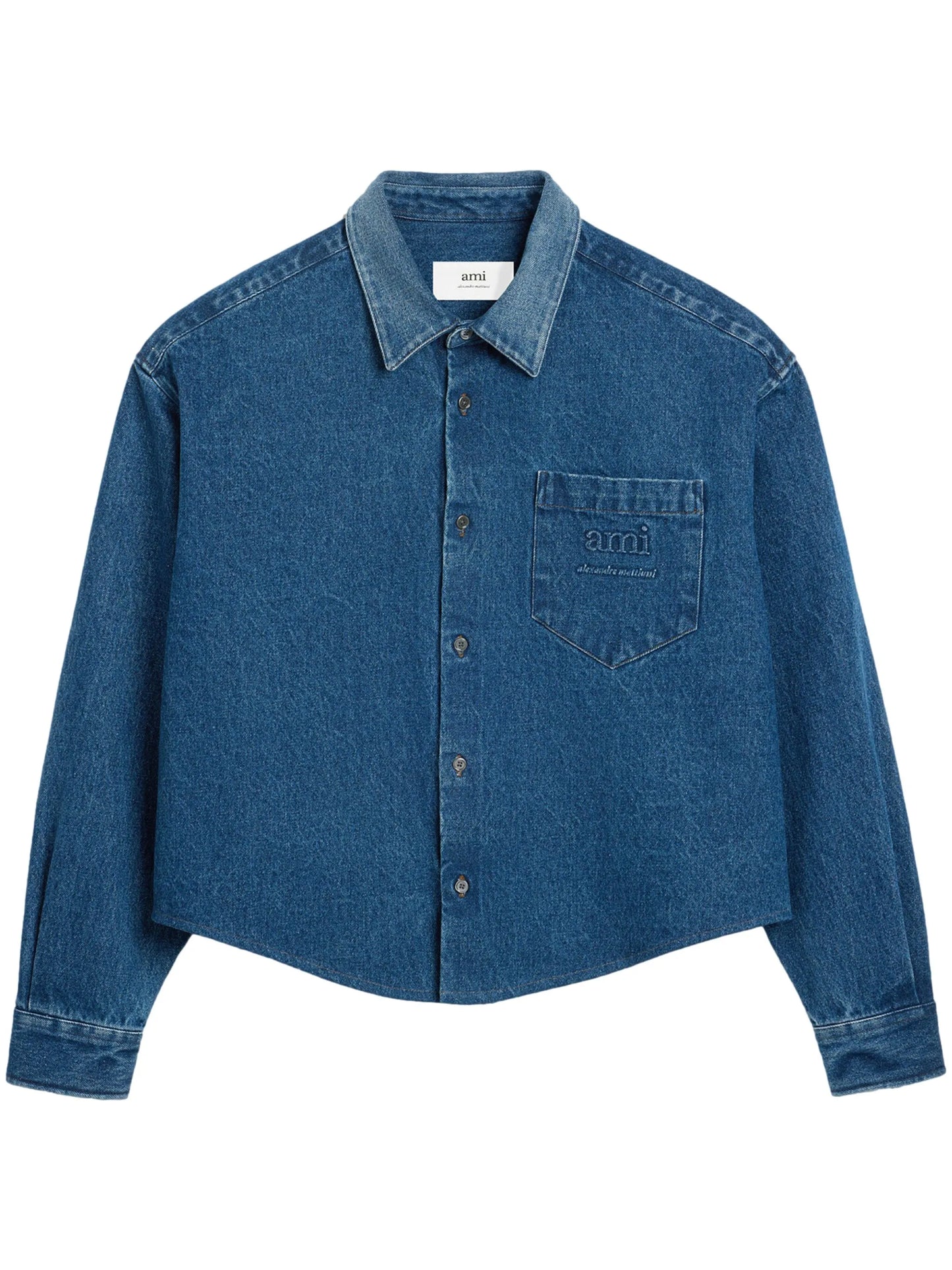 logo-embroidery denim shirt