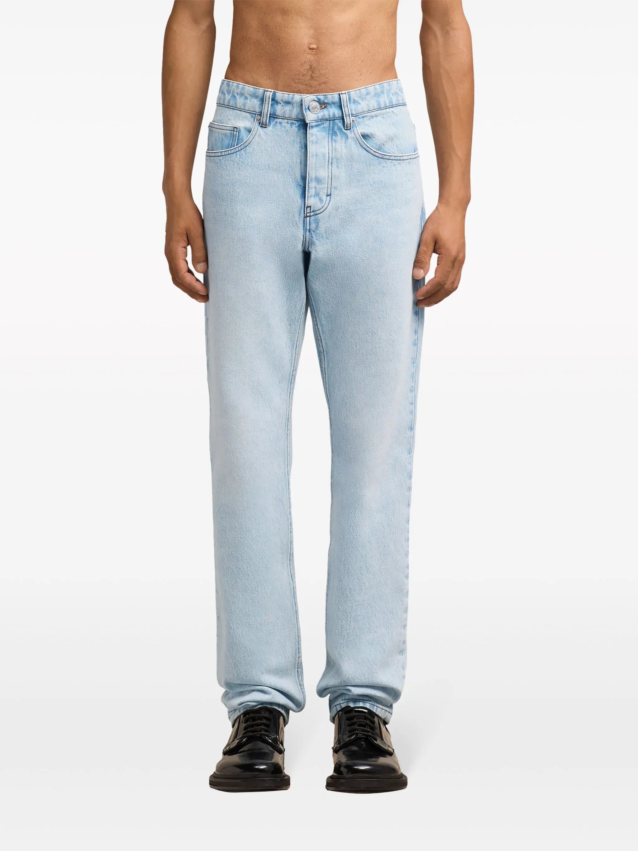 mid-rise straight-leg jeans
