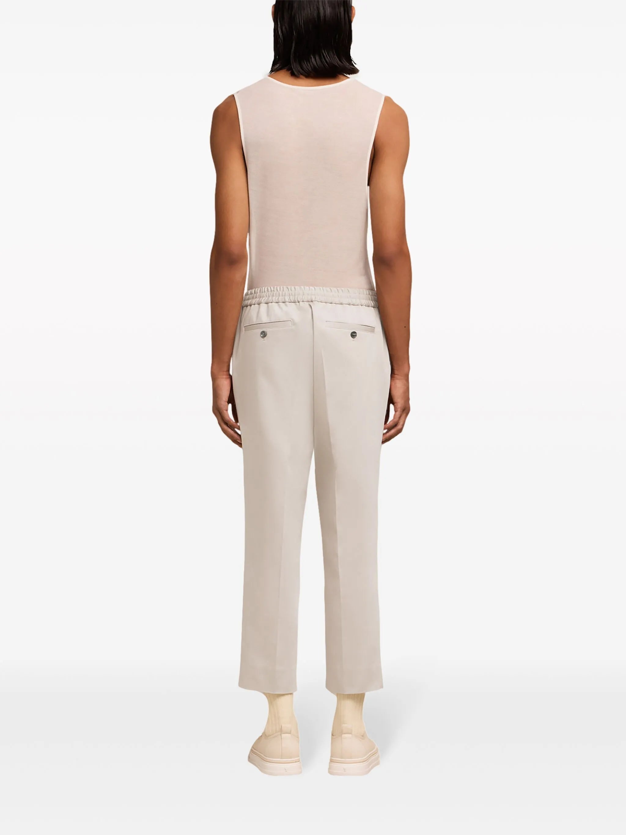 elasticated-waist cropped trousers