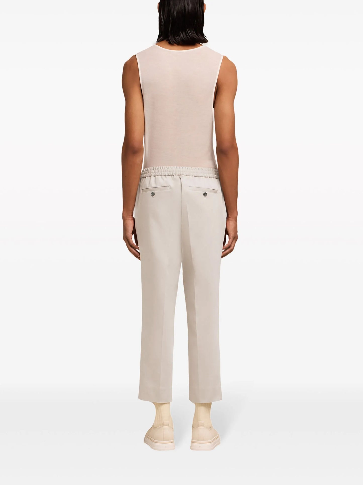 elasticated-waist cropped trousers
