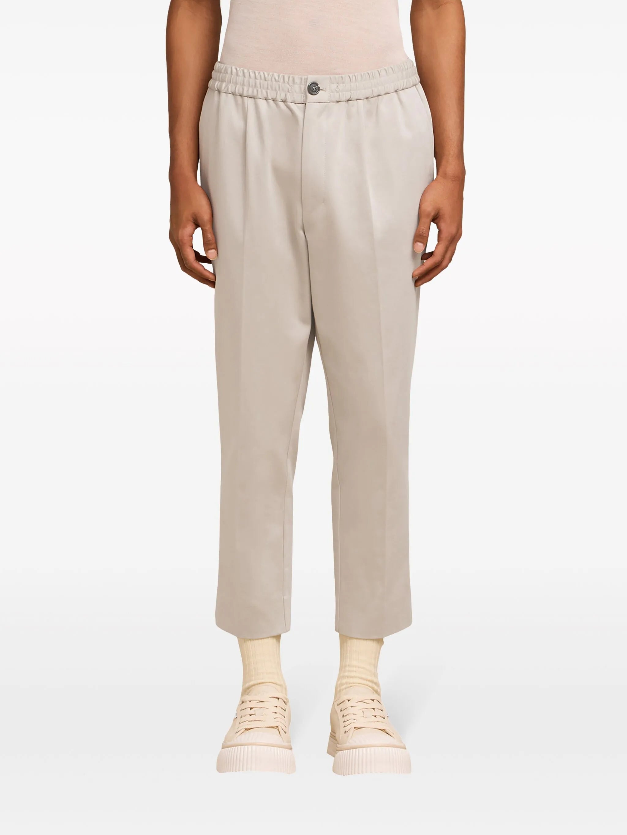 elasticated-waist cropped trousers