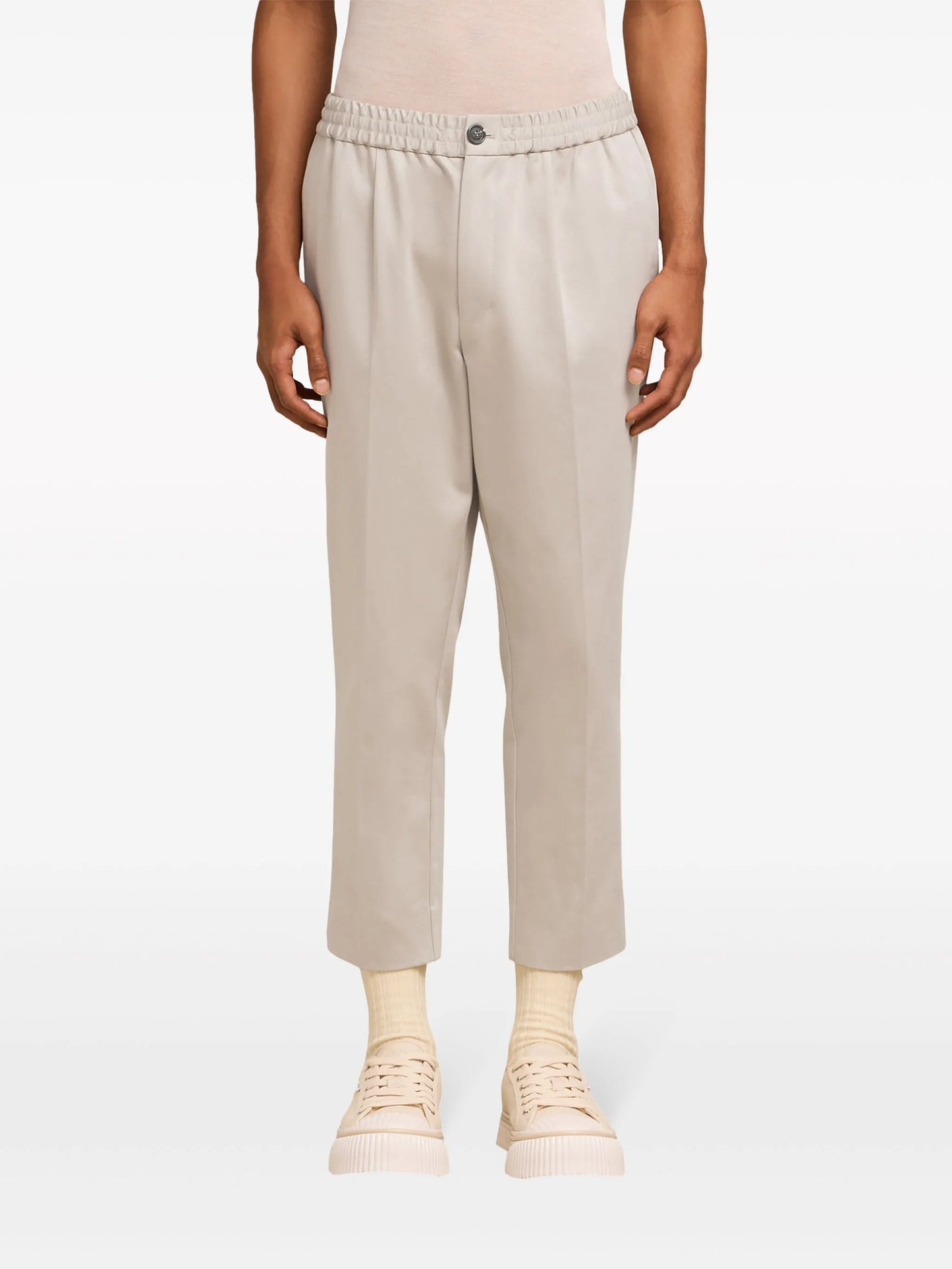 elasticated-waist cropped trousers