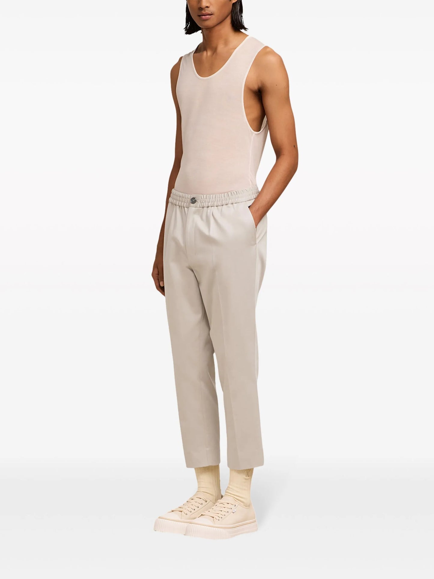 elasticated-waist cropped trousers