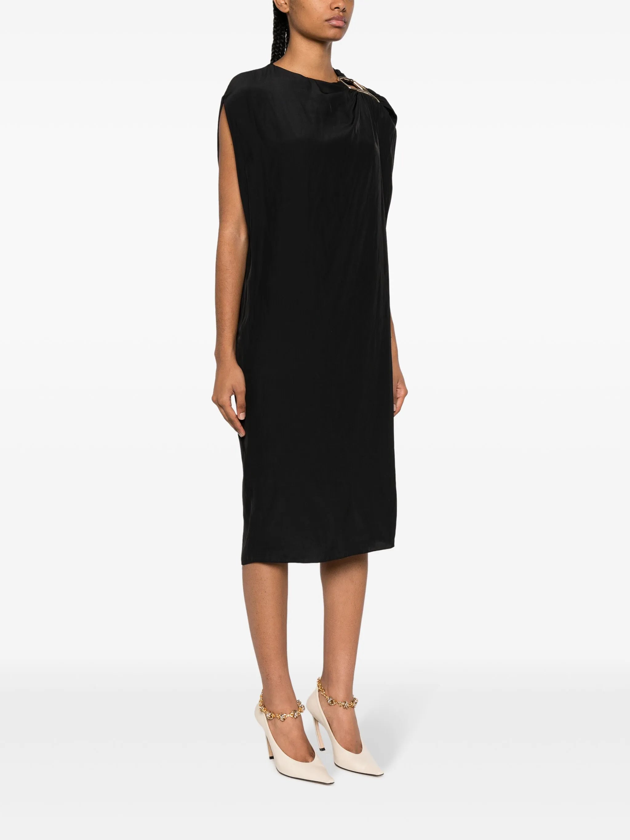 ring-detail midi dress