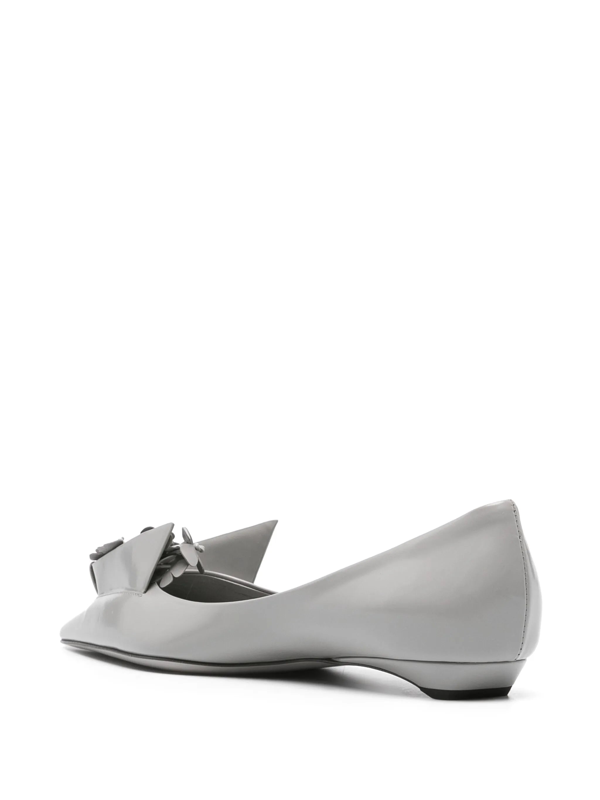 floral-appliqué leather ballerina shoes