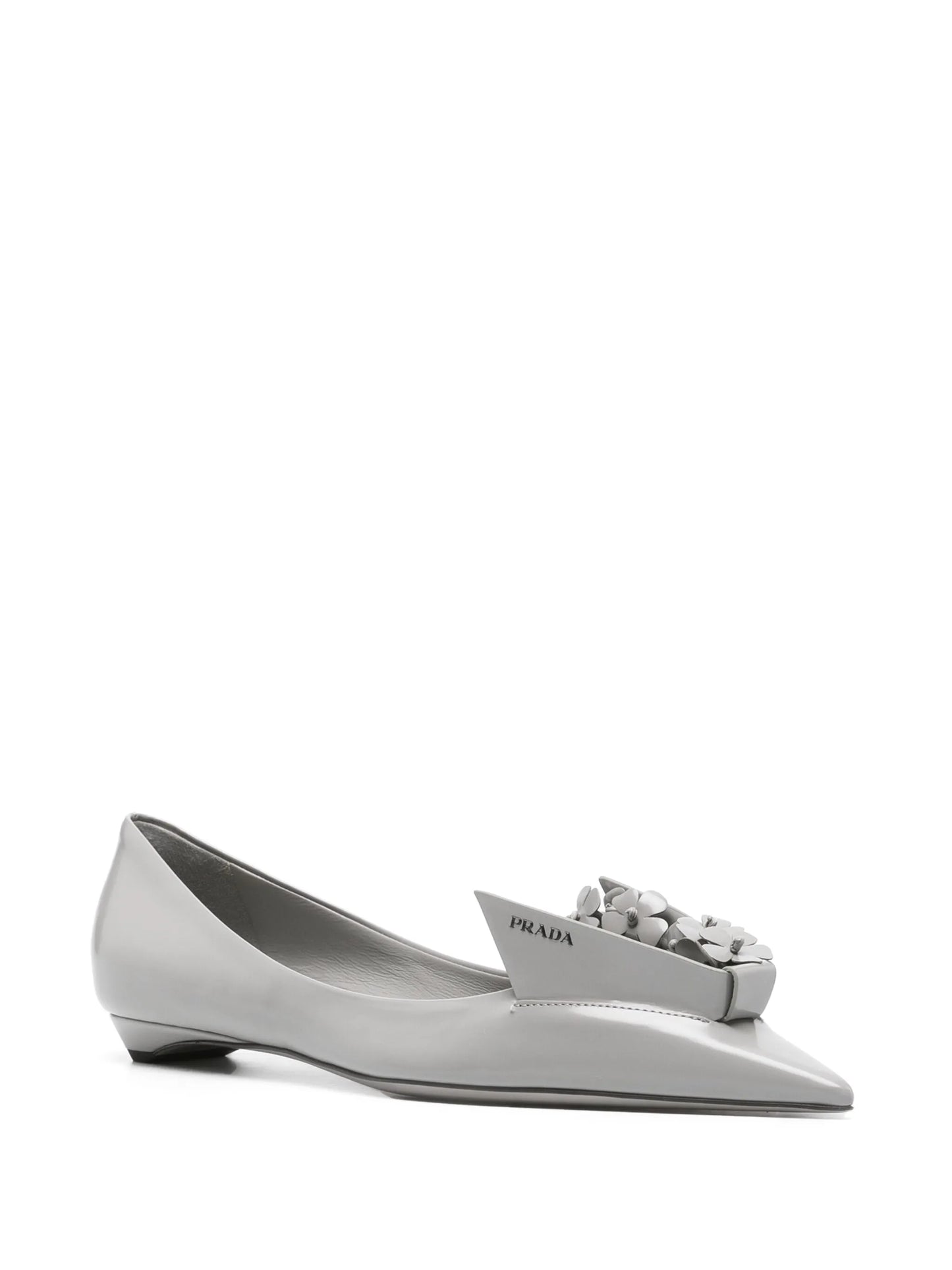 floral-appliqué leather ballerina shoes