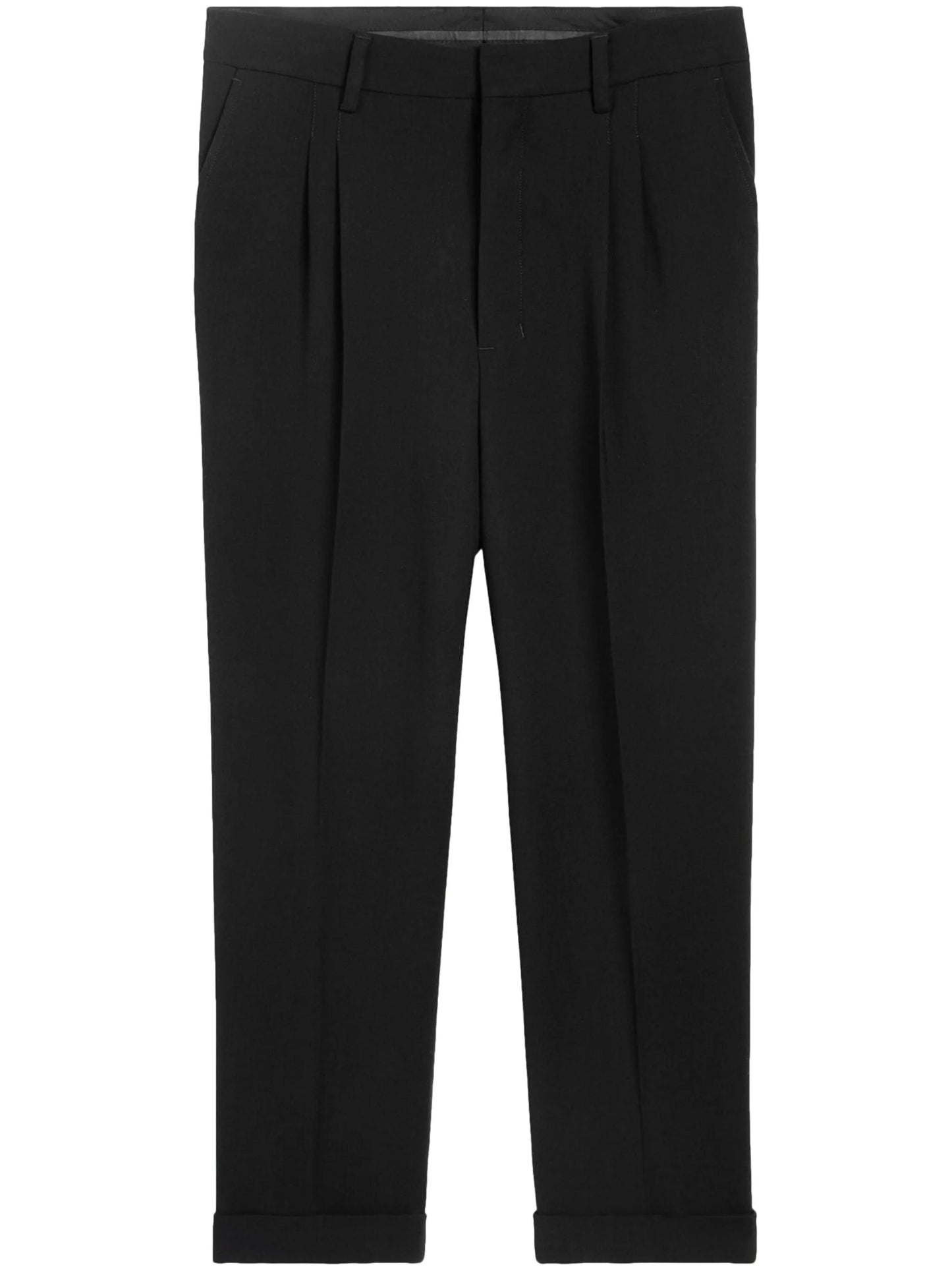 pressed-crease tapered trousers