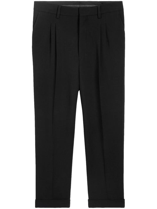 pressed-crease tapered trousers