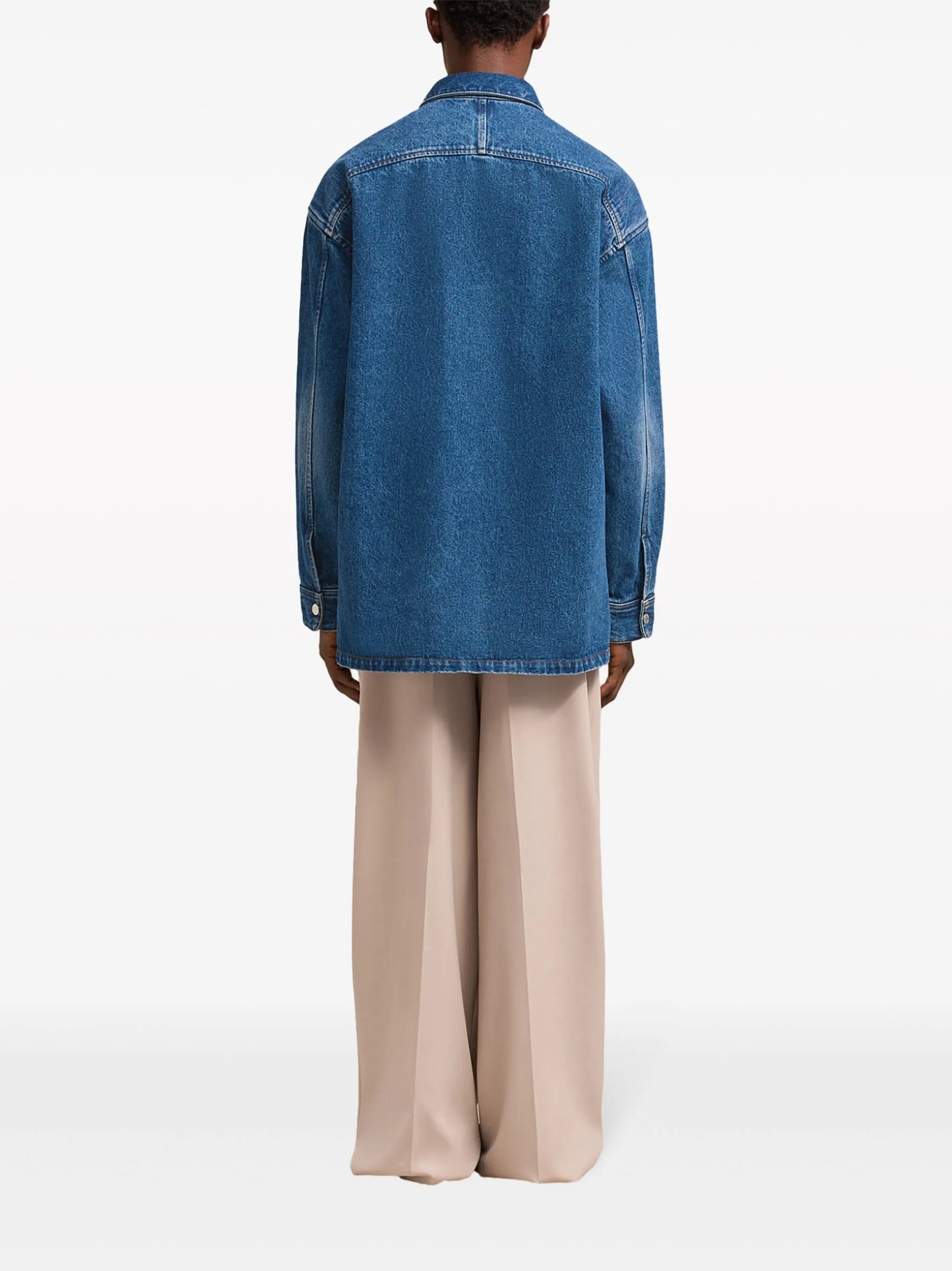 logo-embroidered denim shirt jacket