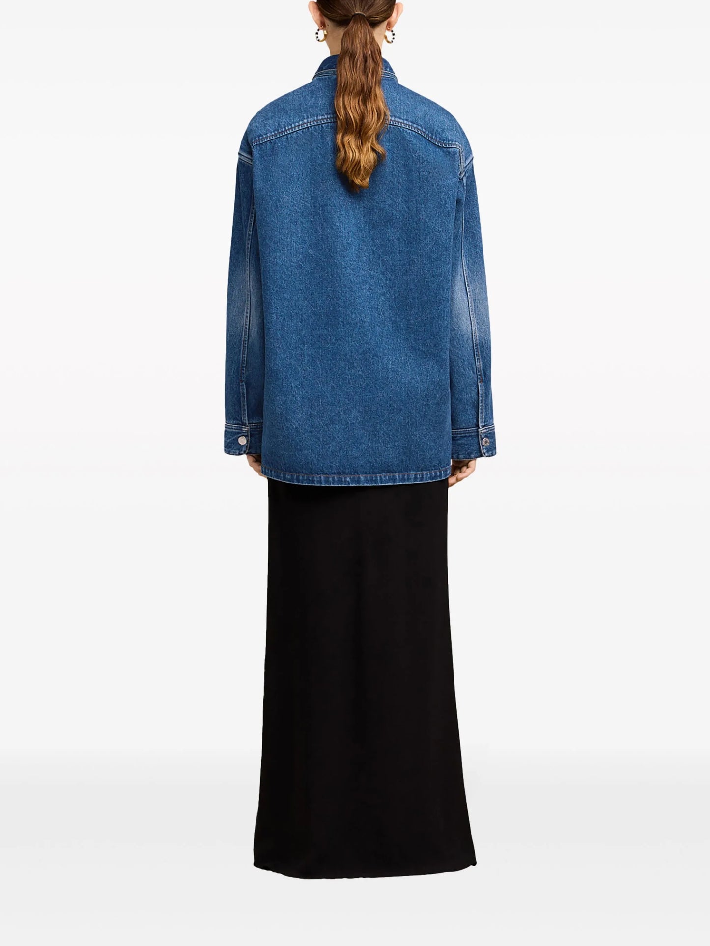 logo-embroidered denim shirt jacket