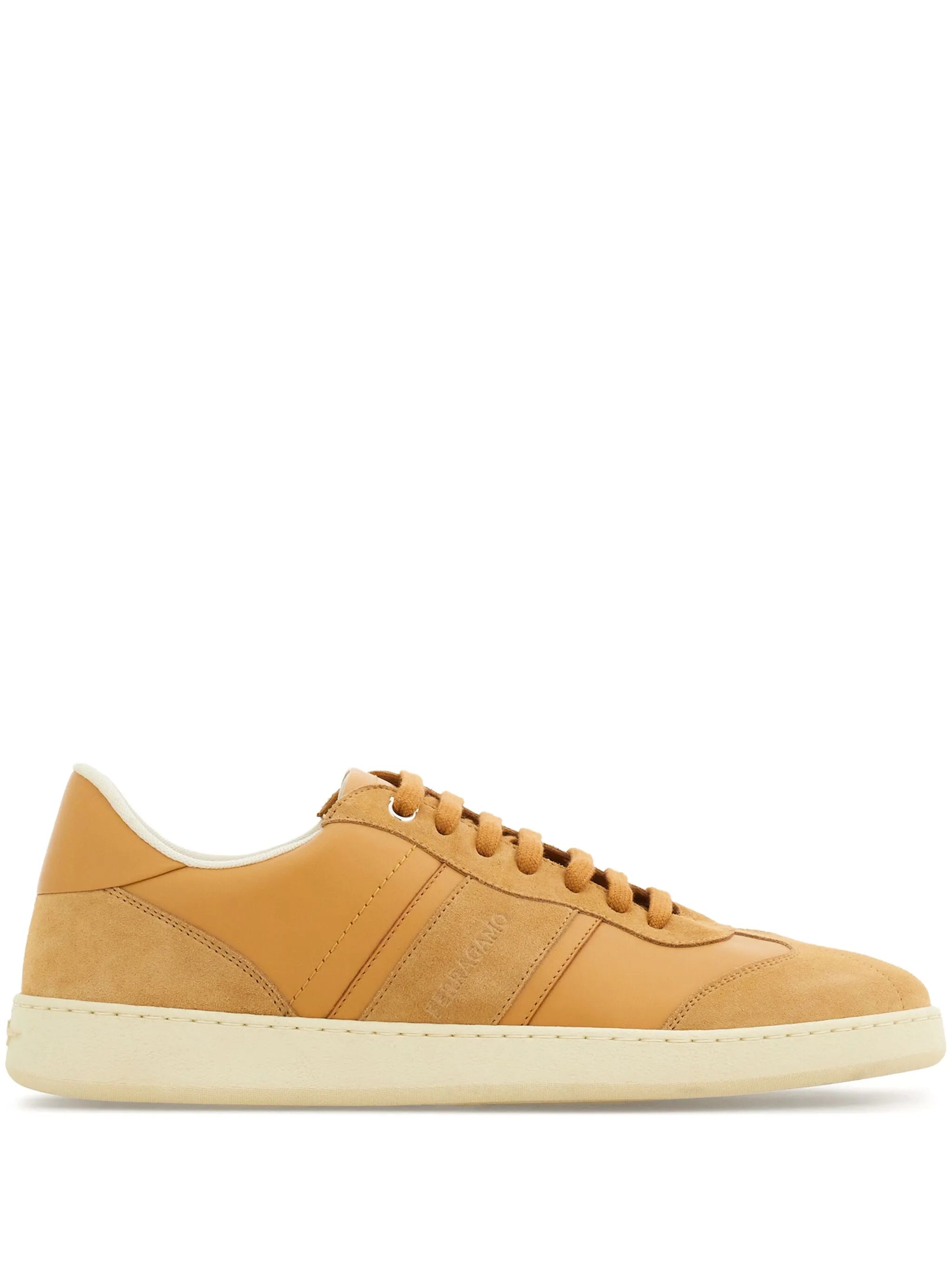 panelled lace-up leather sneakers