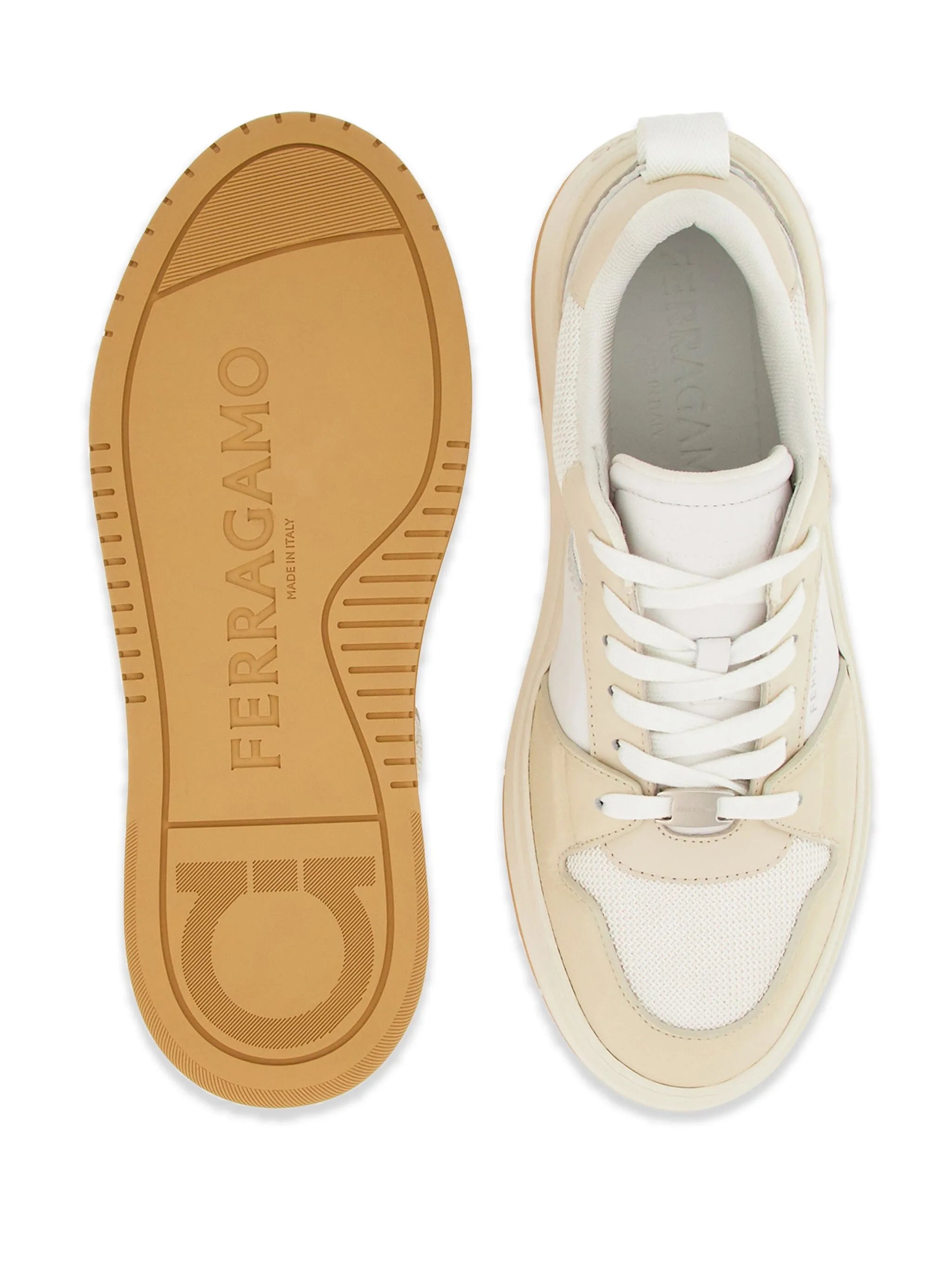 panelled leather sneakers