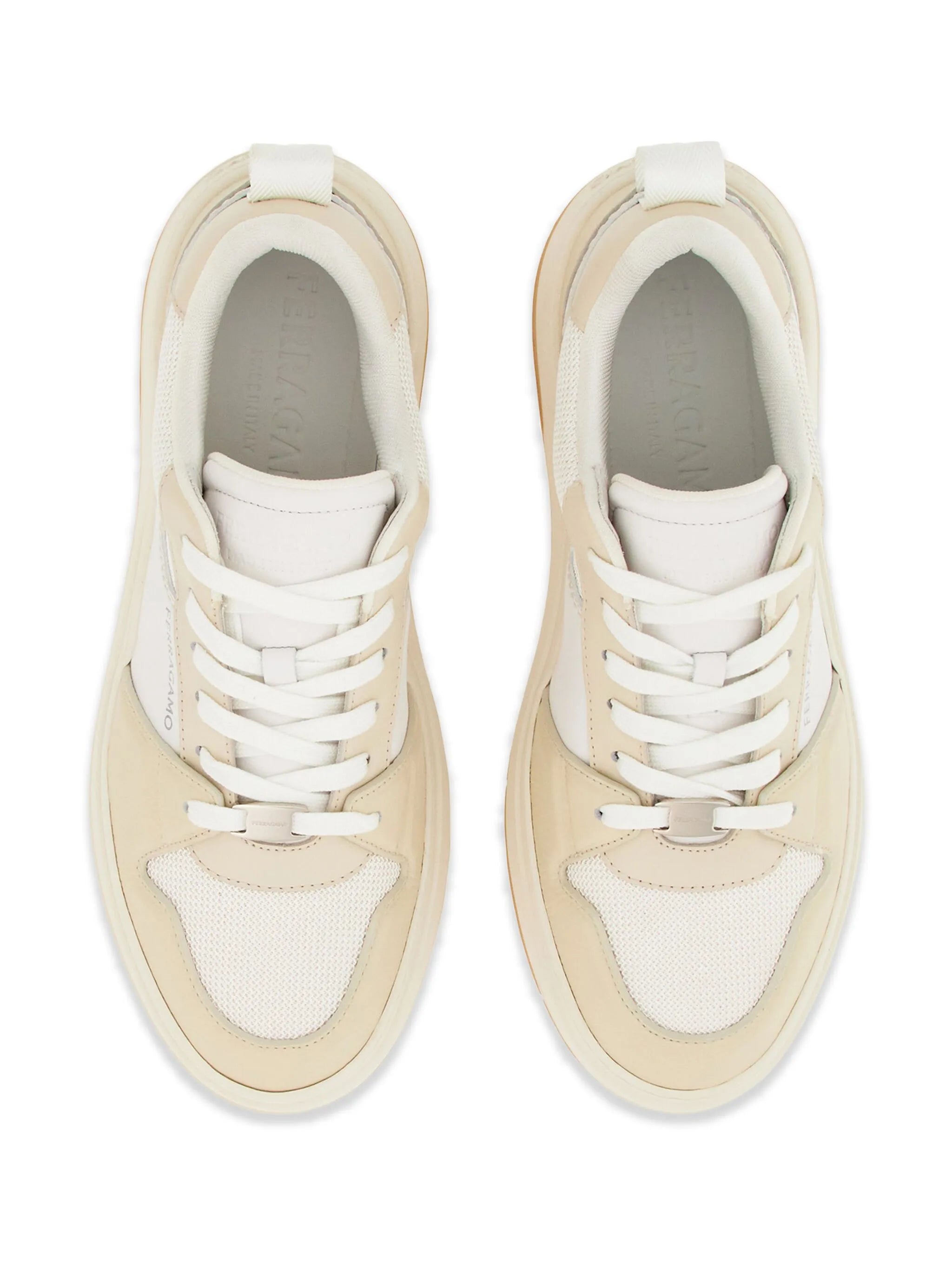panelled leather sneakers
