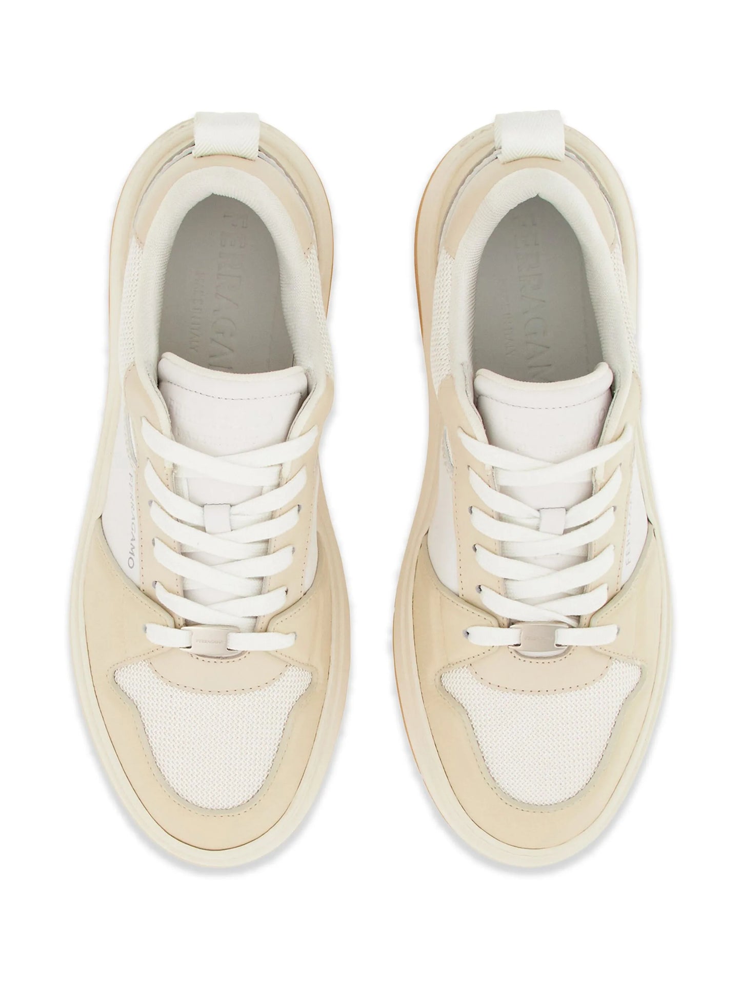 panelled leather sneakers