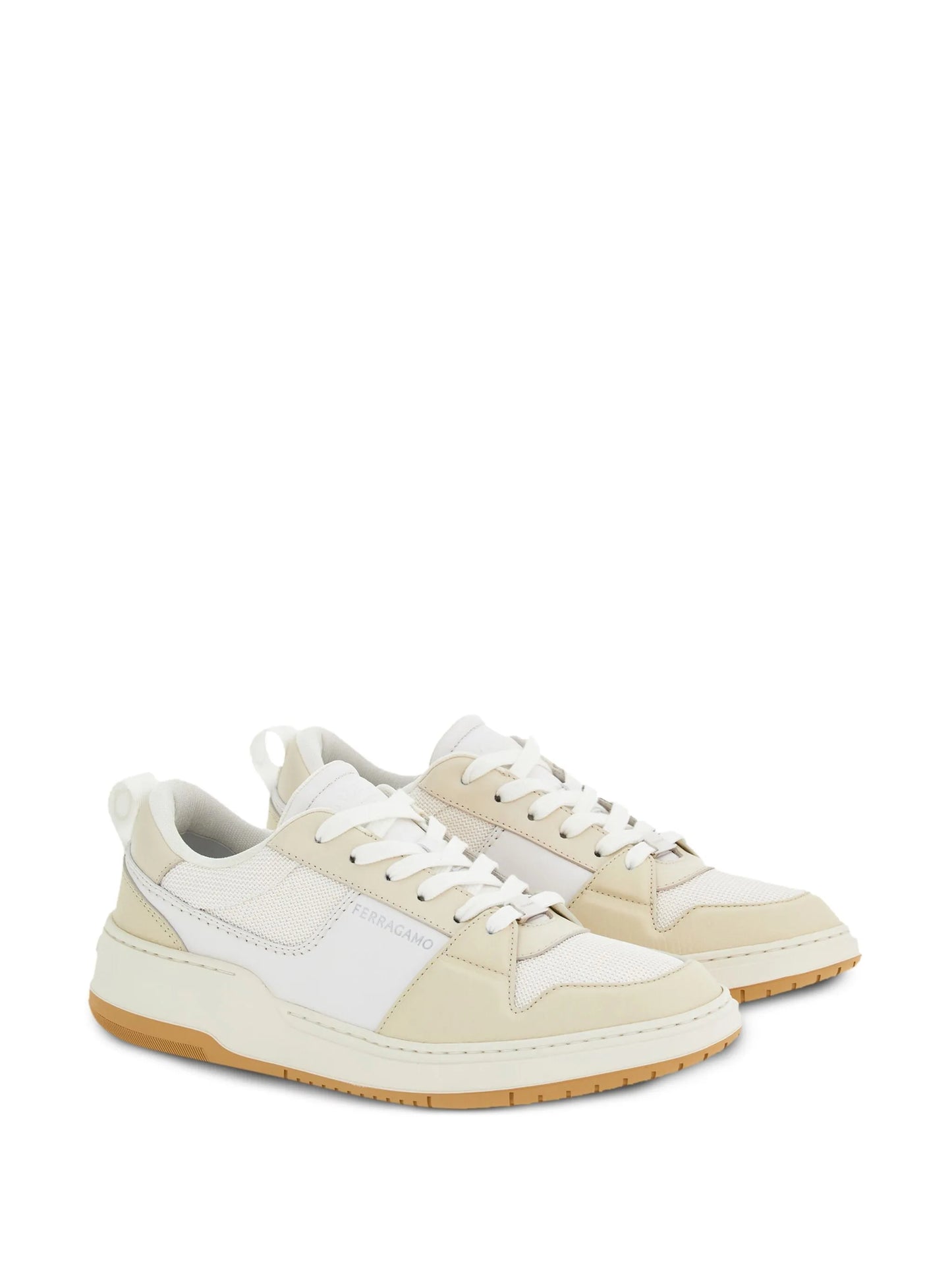 panelled leather sneakers