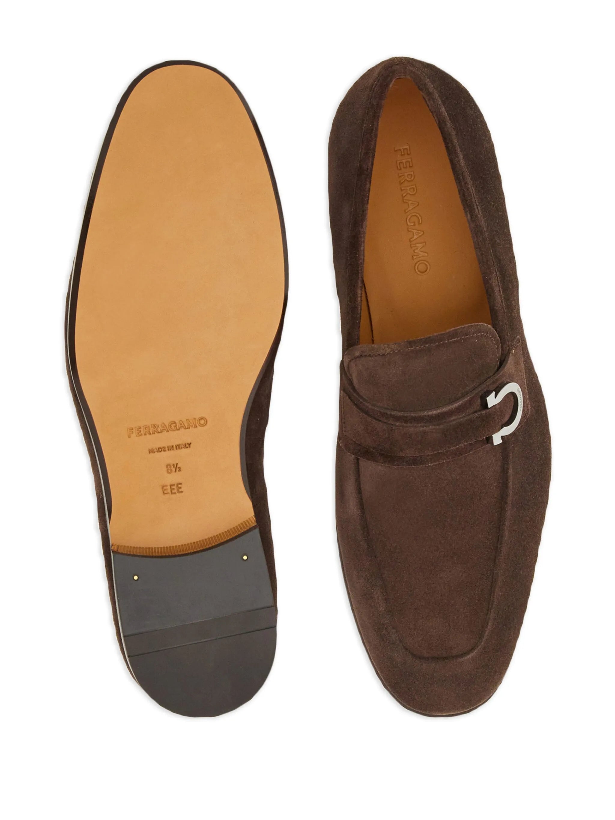 Gancini-buckle leather loafers
