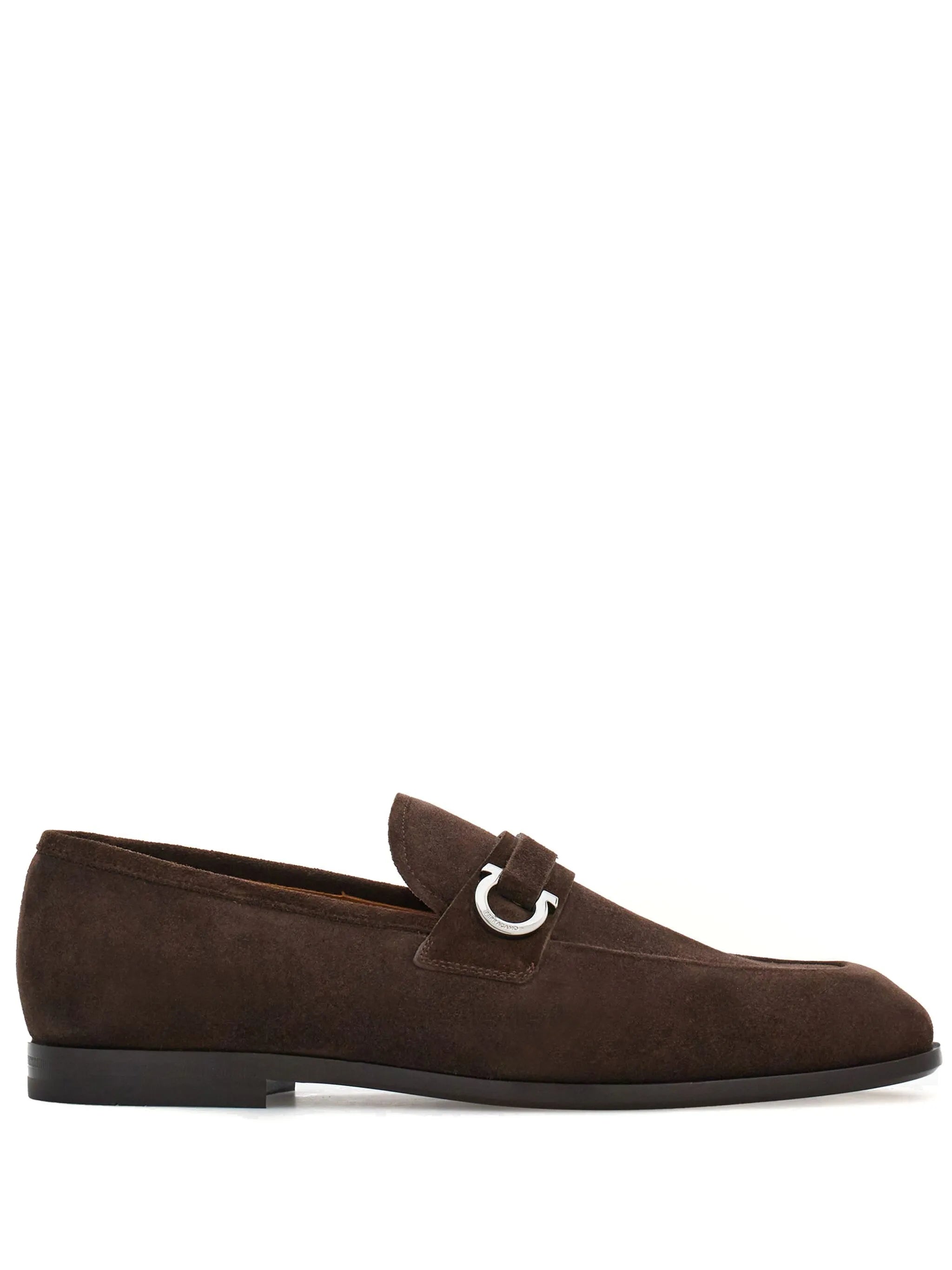 Gancini-buckle leather loafers