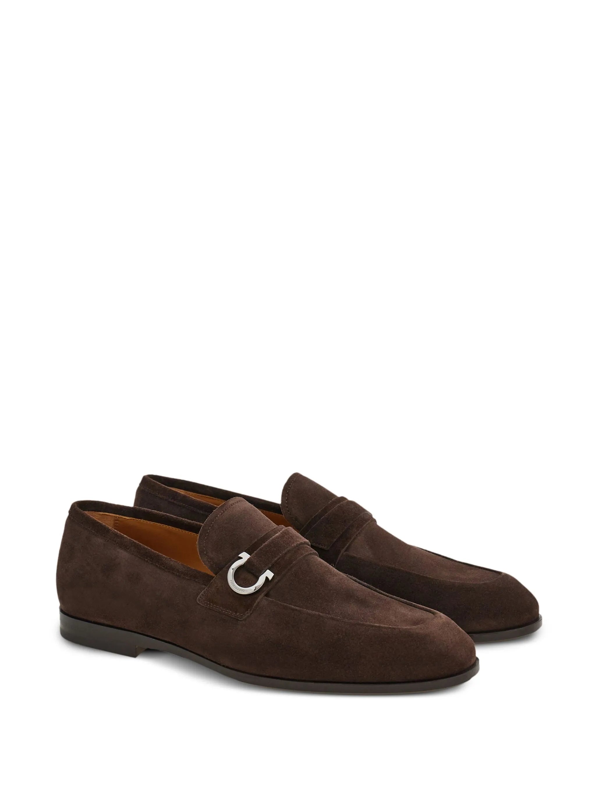 Gancini-buckle leather loafers