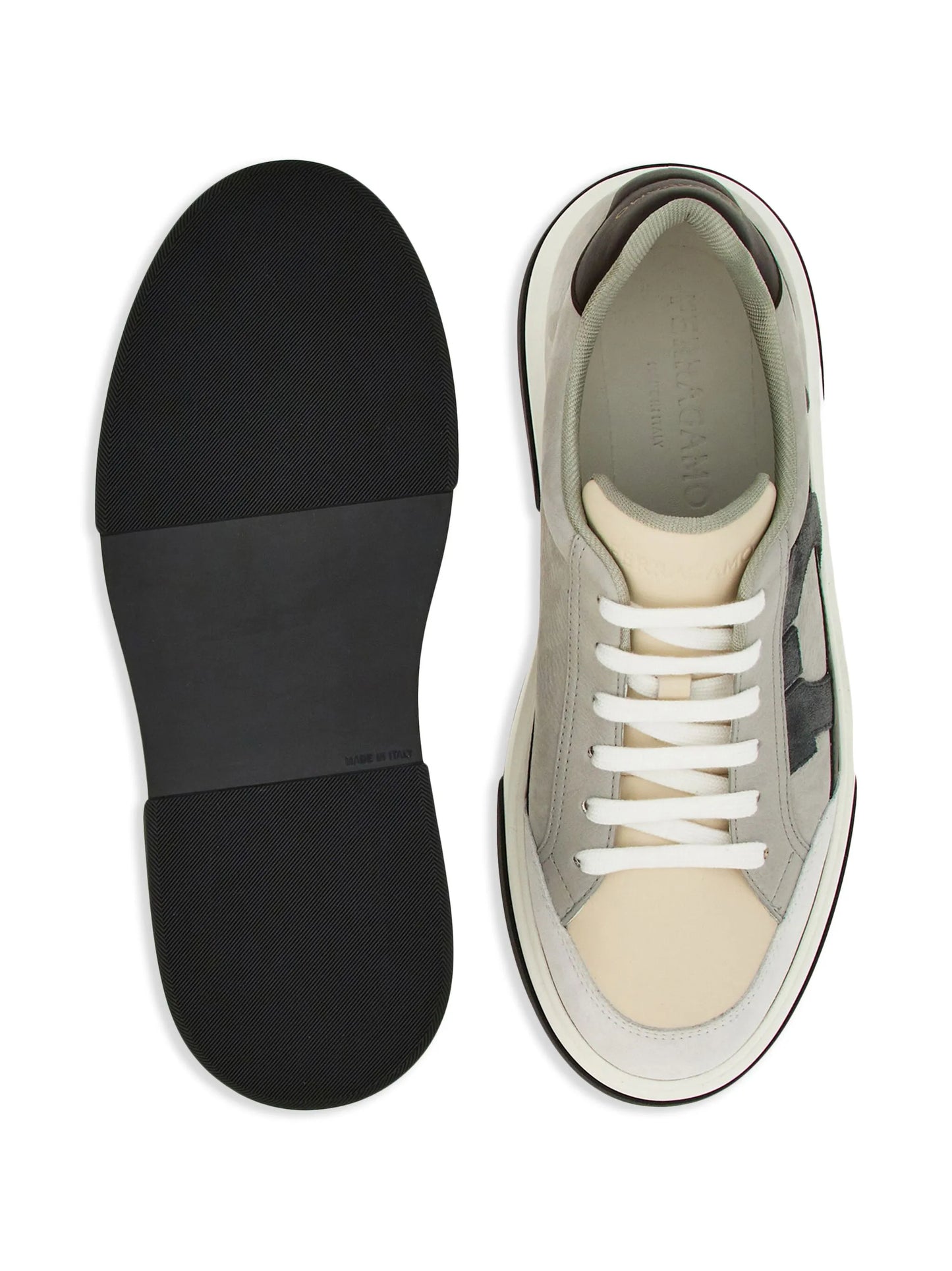 Gancini-embroidered leather sneakers