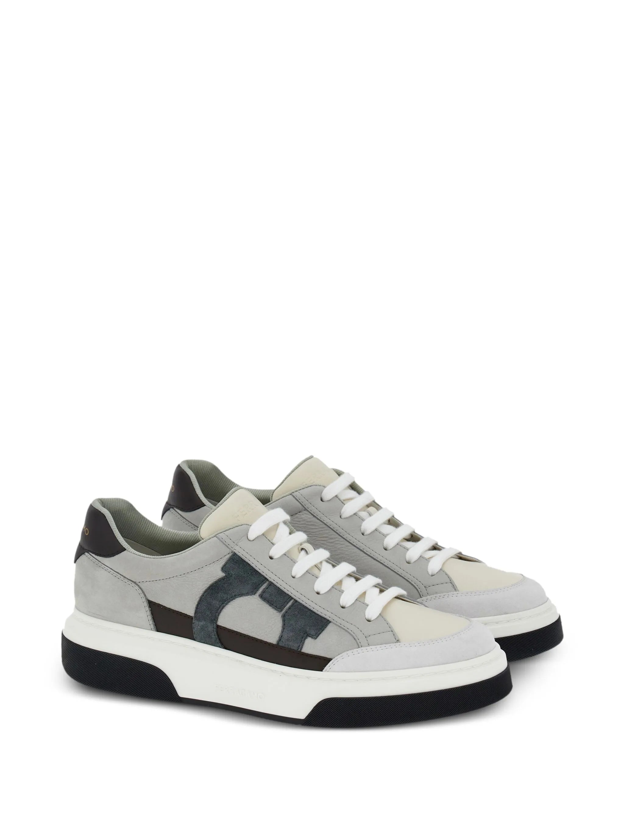 Gancini-embroidered leather sneakers
